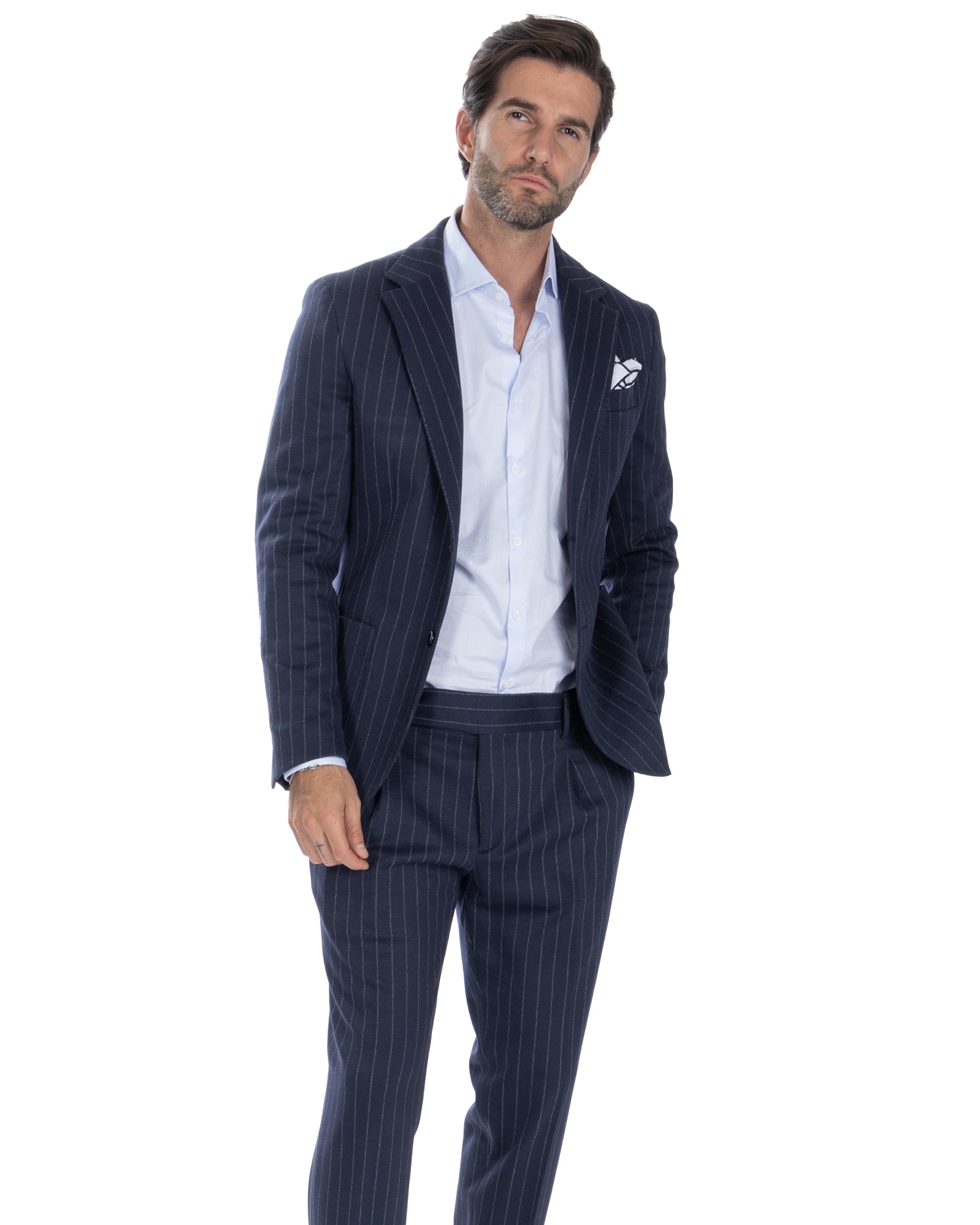 Raphael - blue pinstriped double-breasted jacket