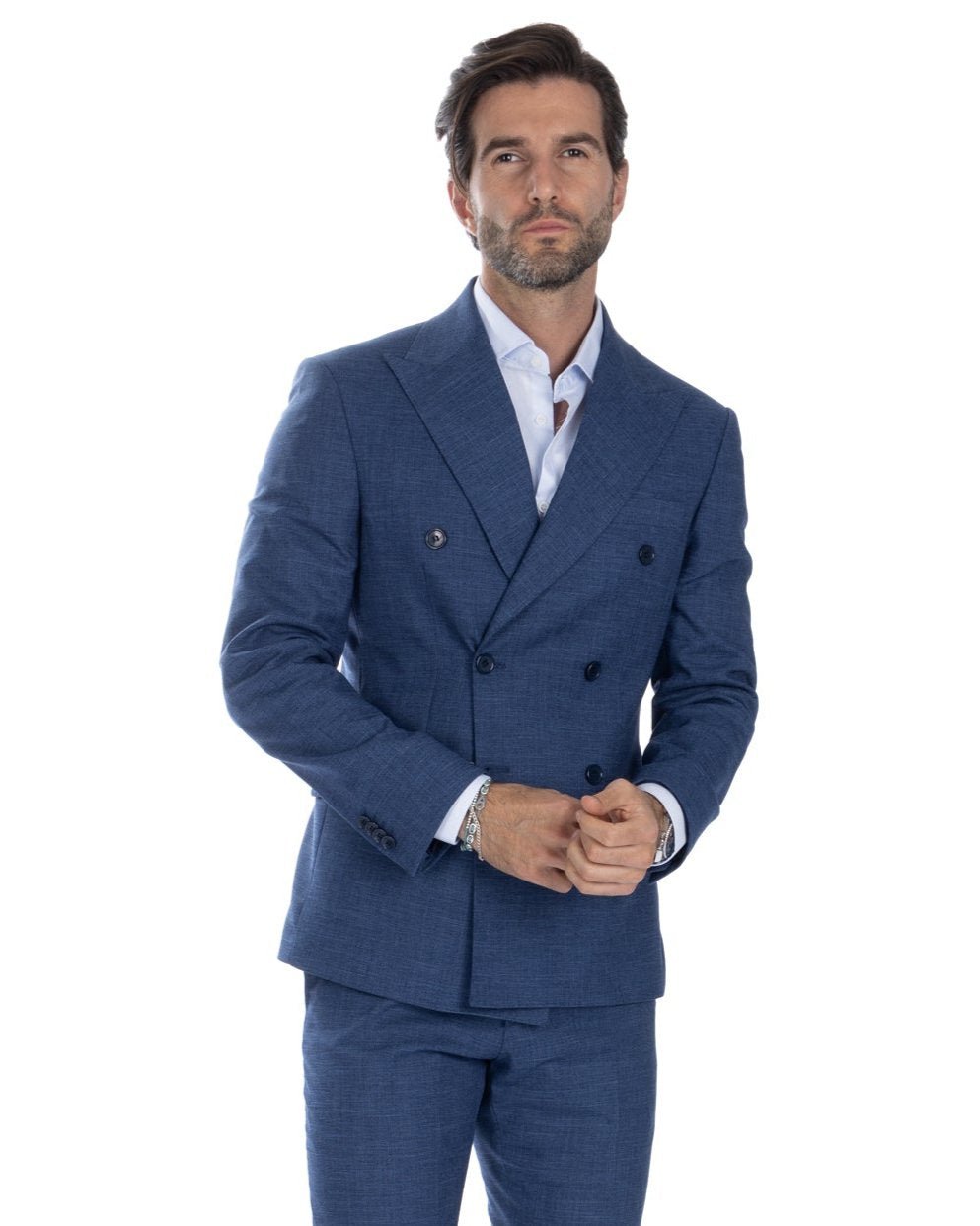 Perth - bluette grisaille double-breasted suit