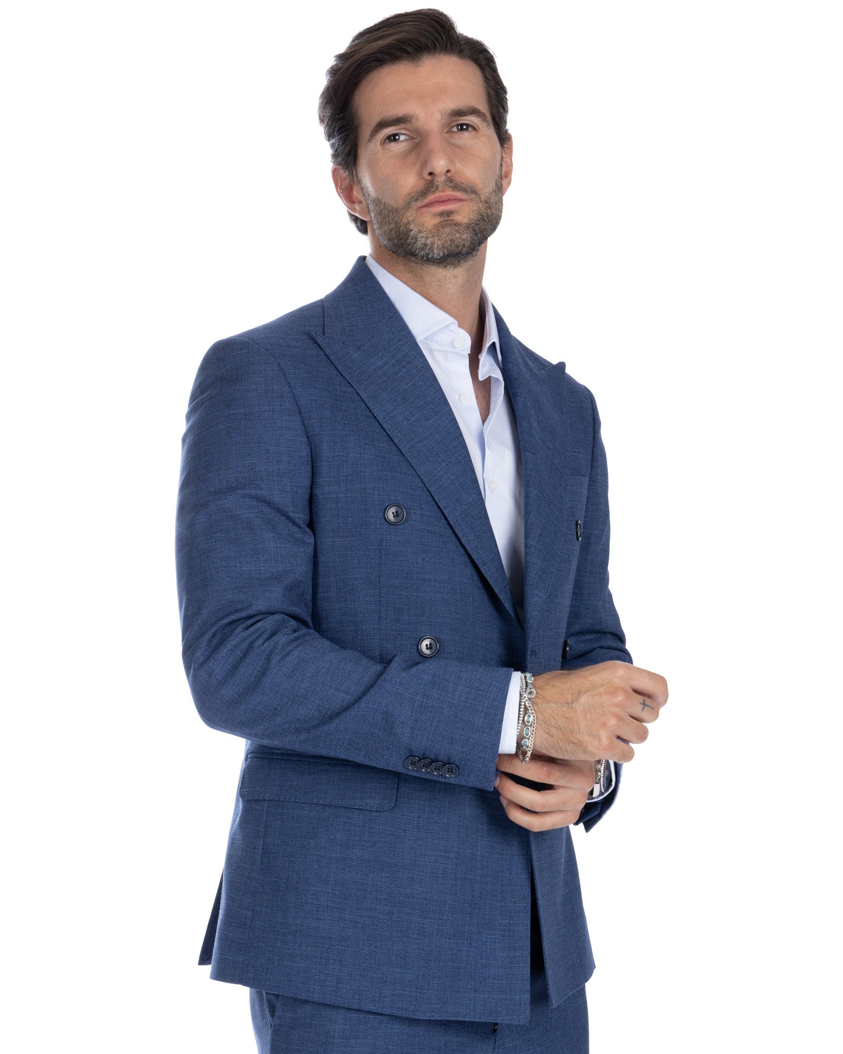 Perth - bluette grisaille double-breasted suit