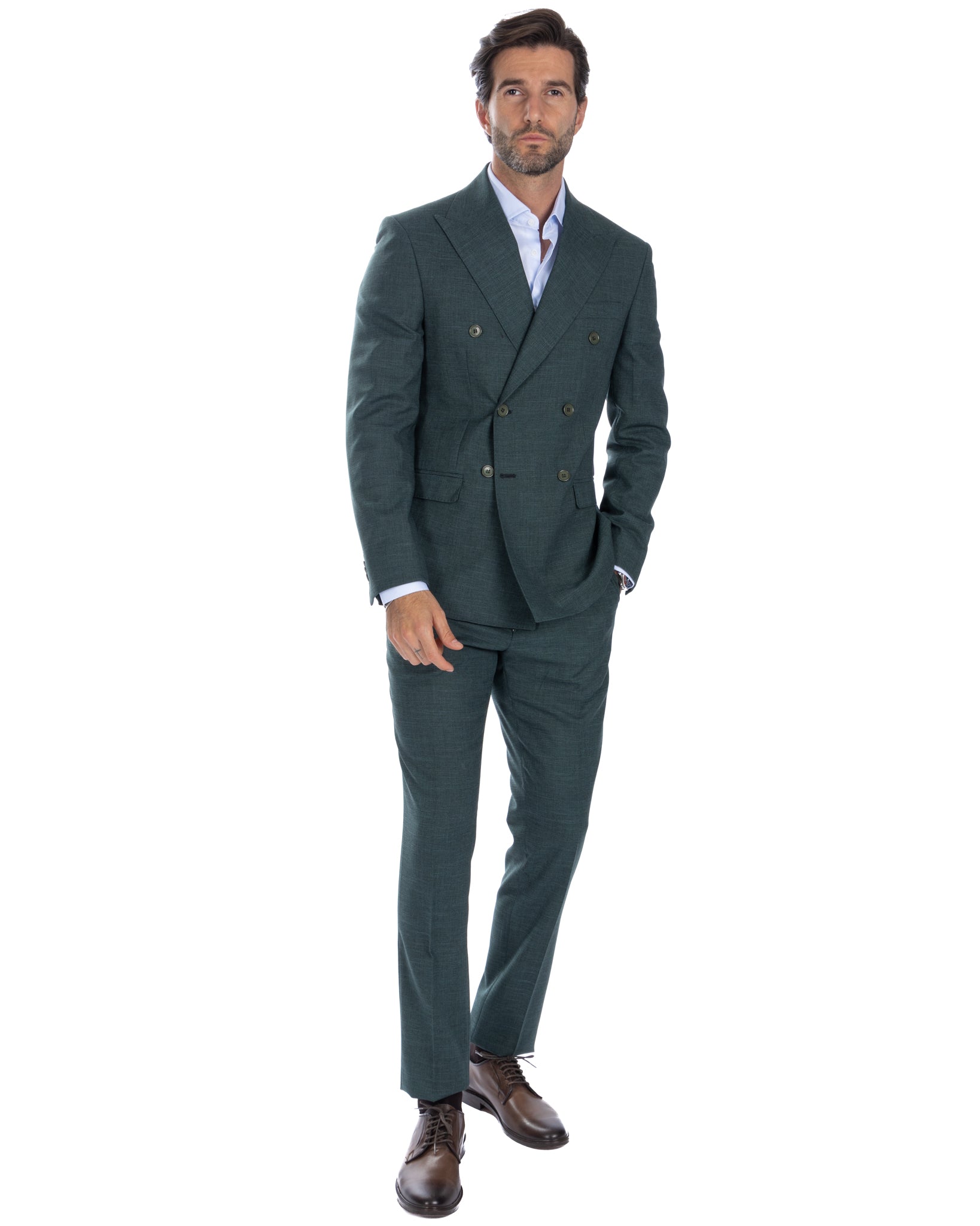 Perth - green grisaille double-breasted suit