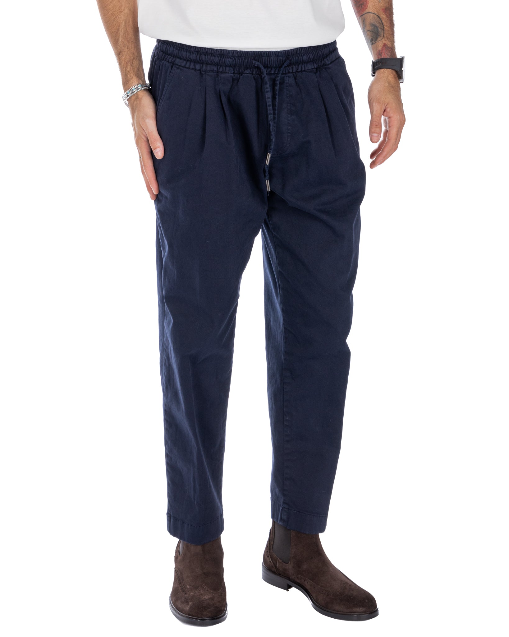 Axel - blue cotton trousers