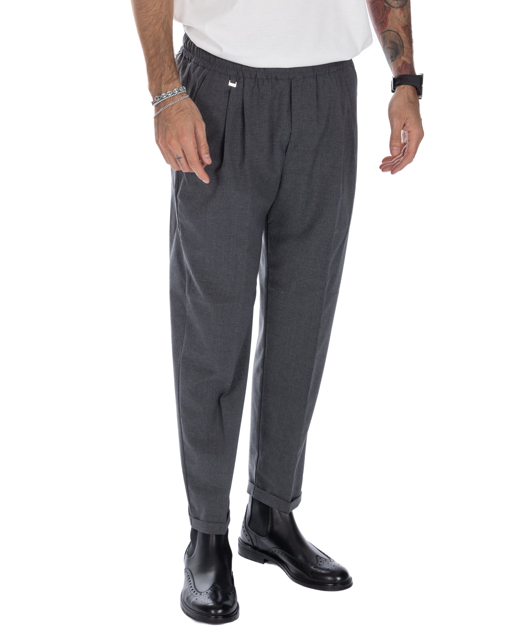 Larry - light gray wool blend trousers