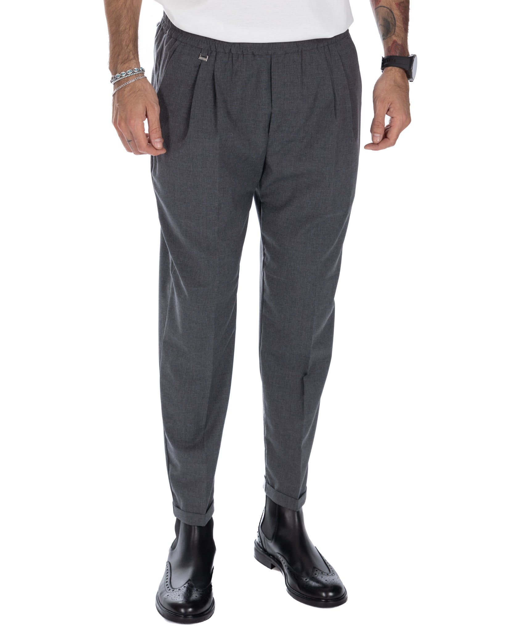 Larry - light gray wool blend trousers