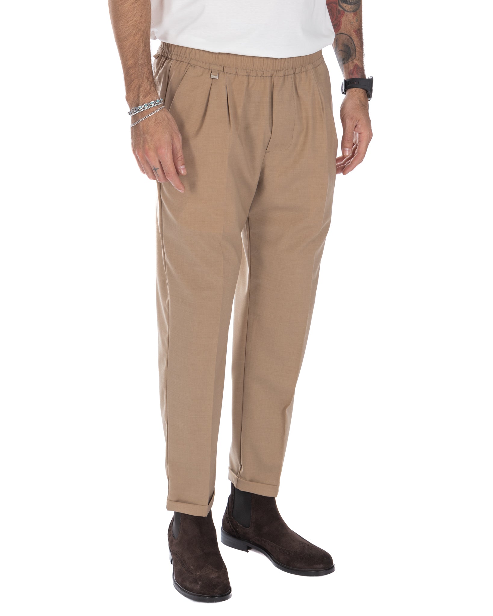 Larry - camel wool blend trousers