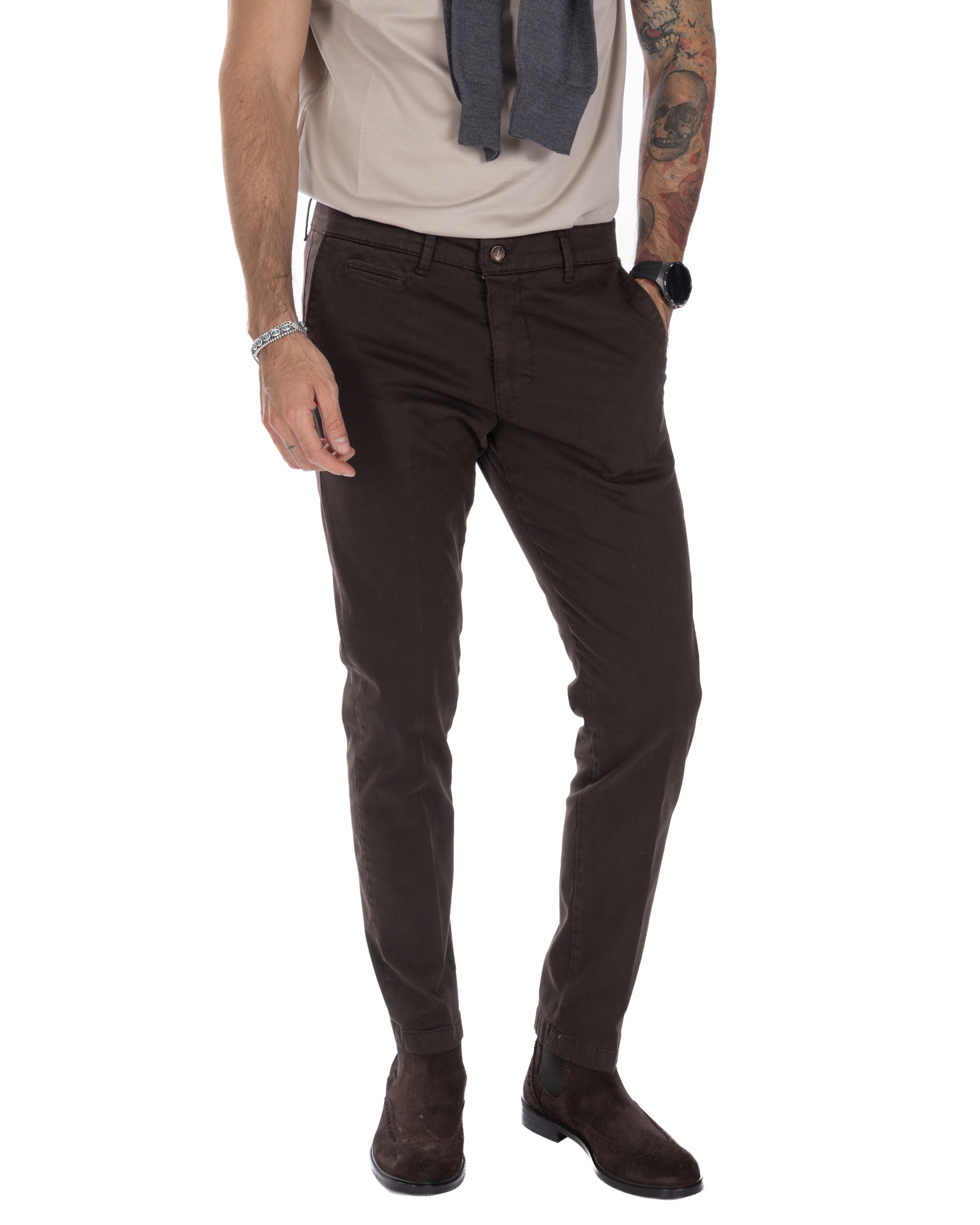 Paul - Basic dark brown trousers