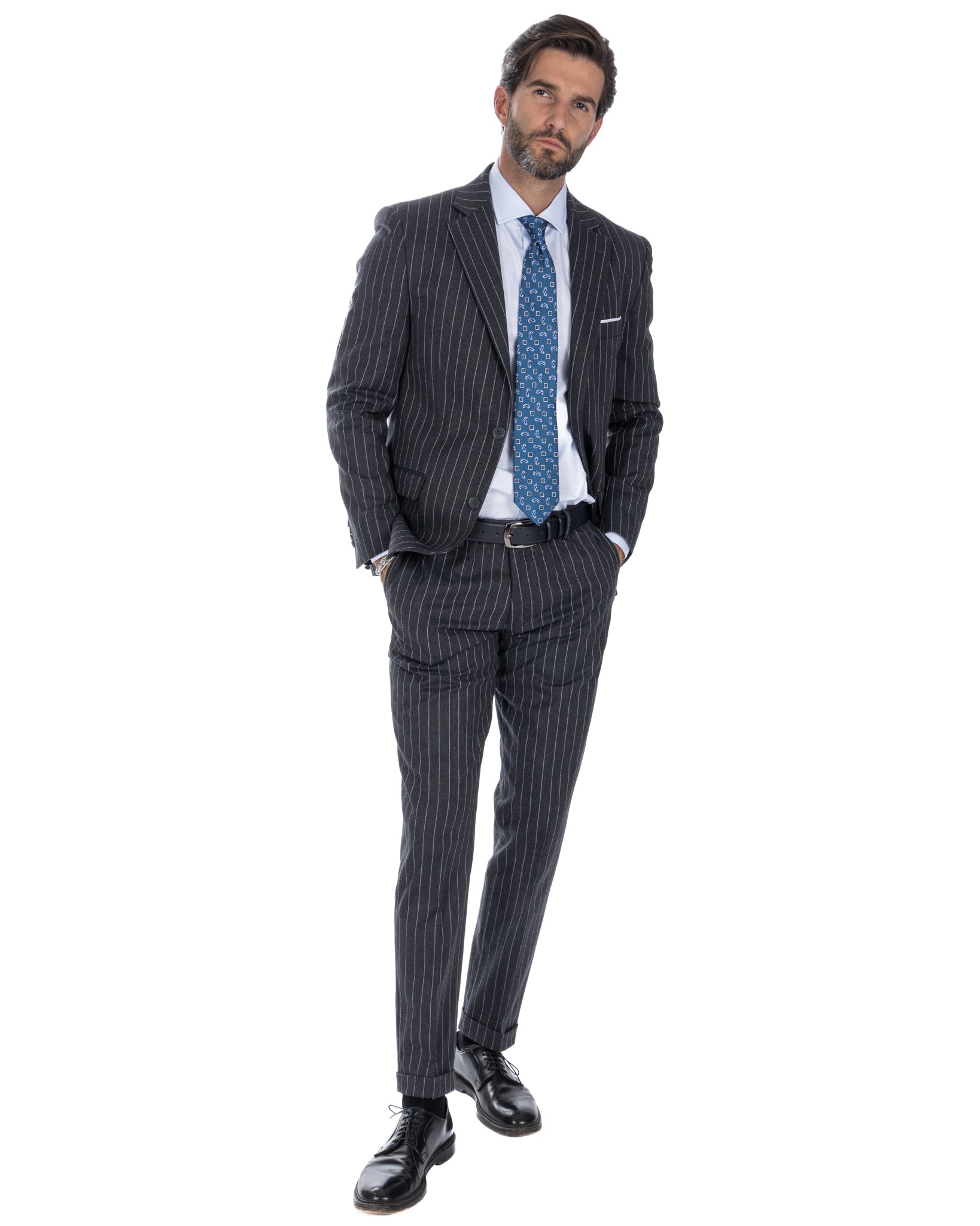 Toulouse - dark gray denim single-breasted suit