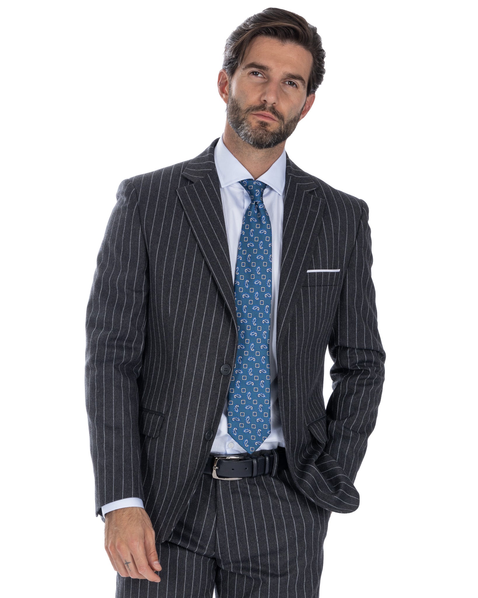 Toulouse - dark gray denim single-breasted suit