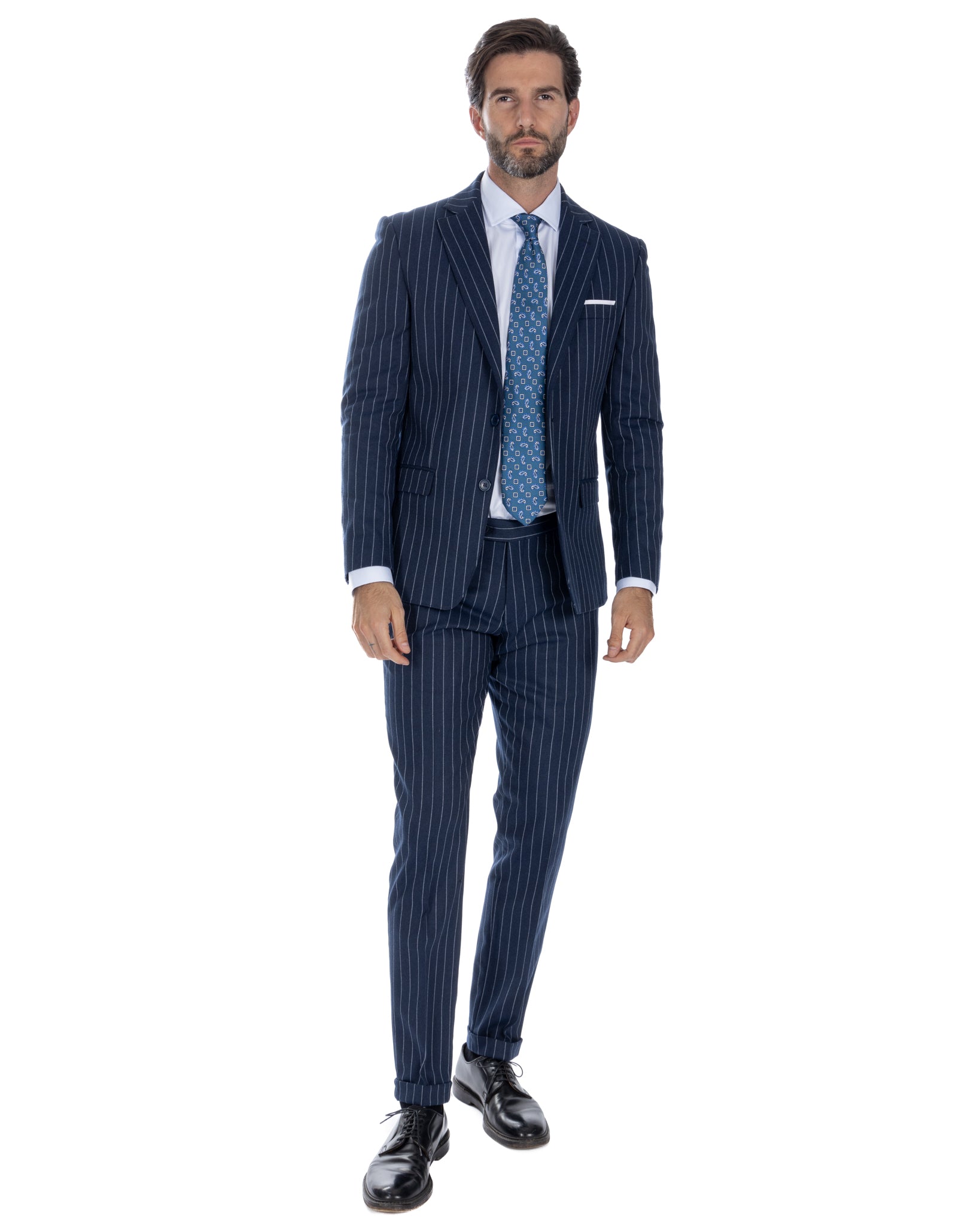 Toulouse - single-breasted pinstriped denim suit