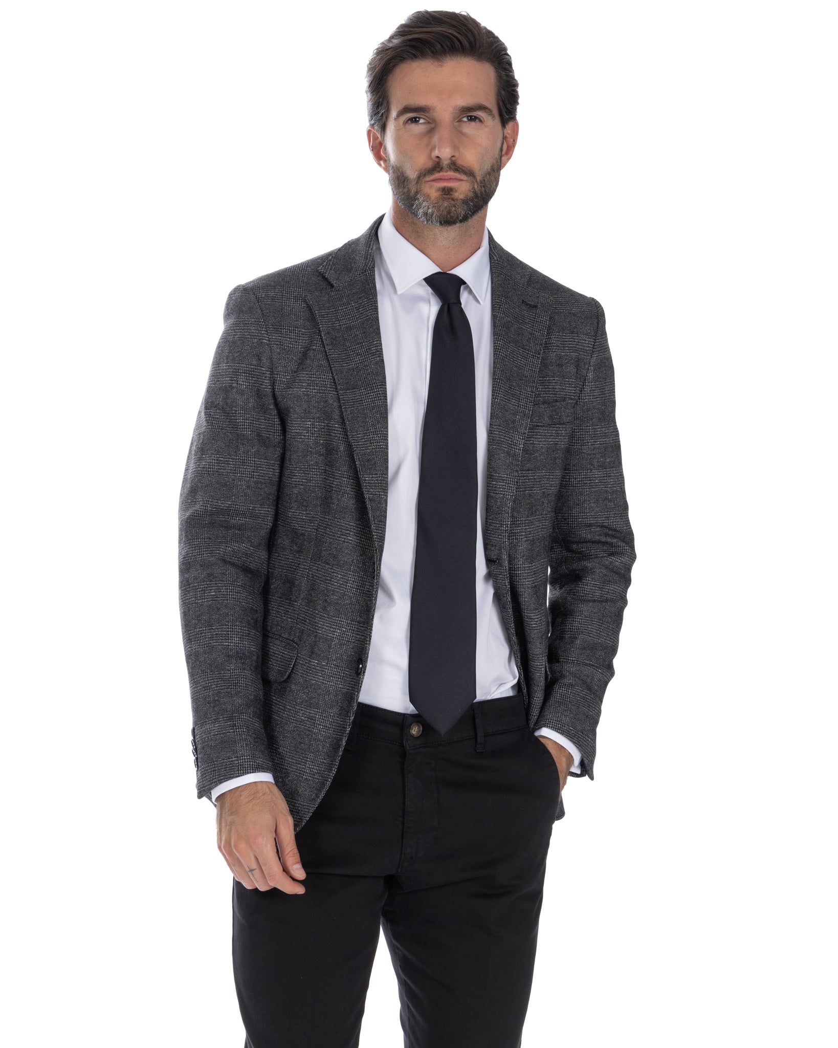 Orson - veste carrée anthracite à boutonnage simple