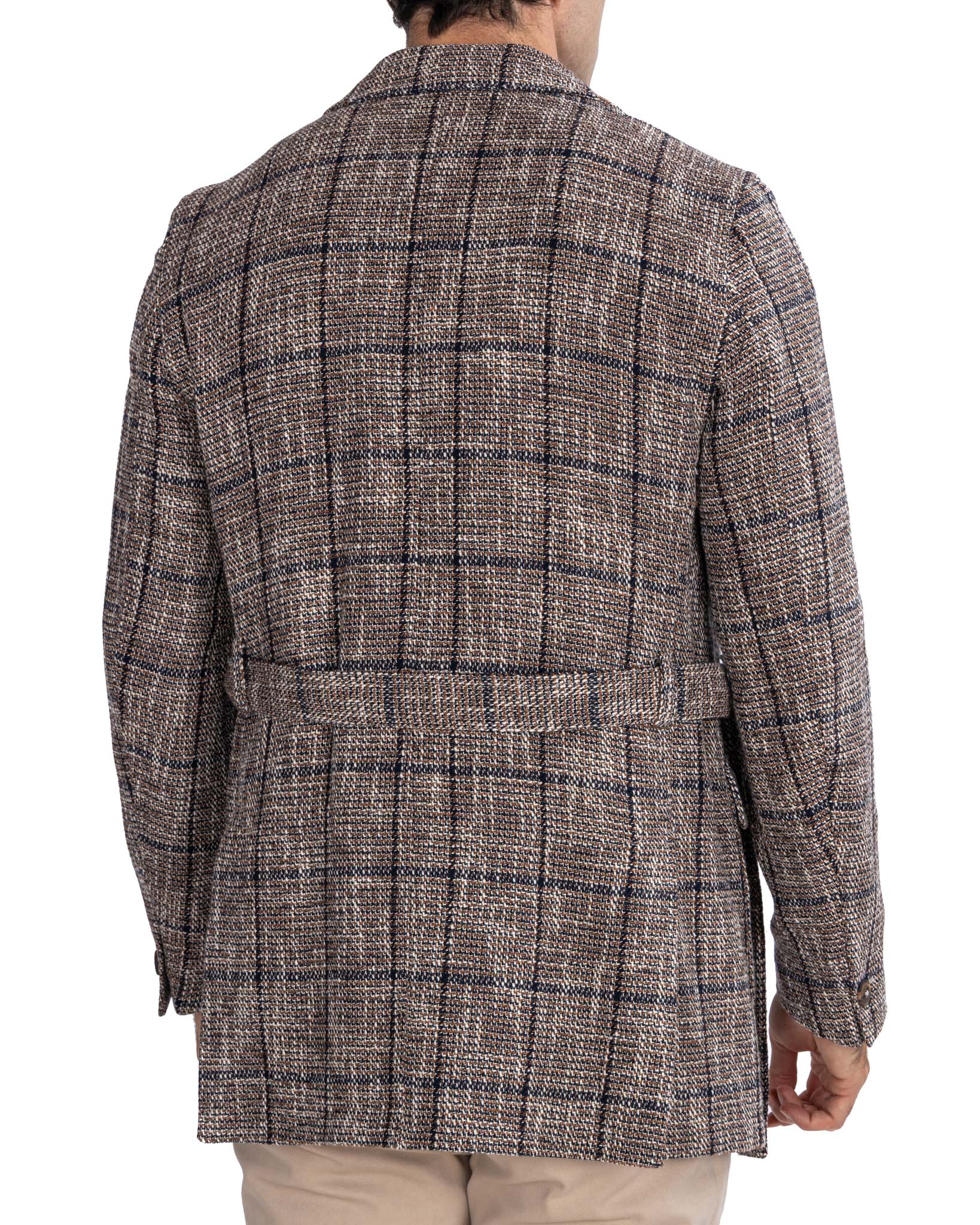 Armand - beige checked wool safari jacket