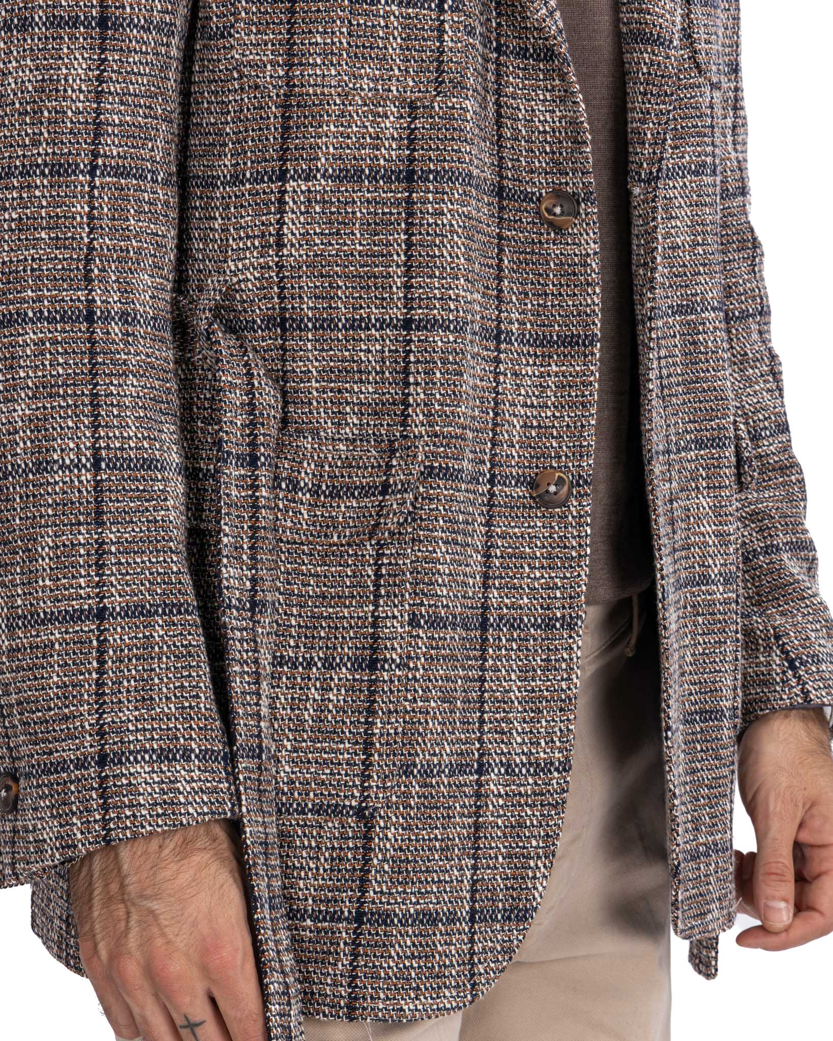 Armand - beige checked wool safari jacket