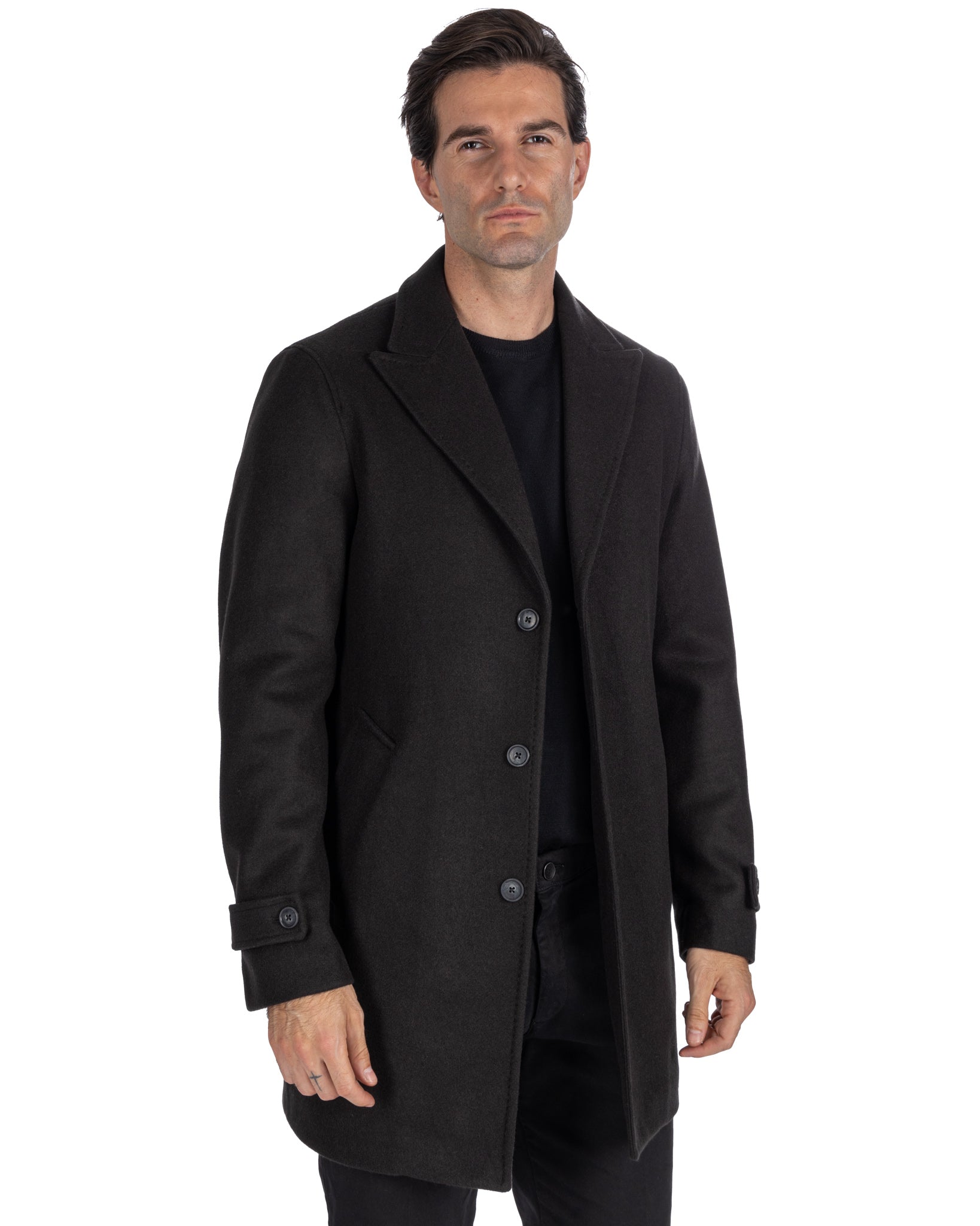 Henri - black single-breasted coat