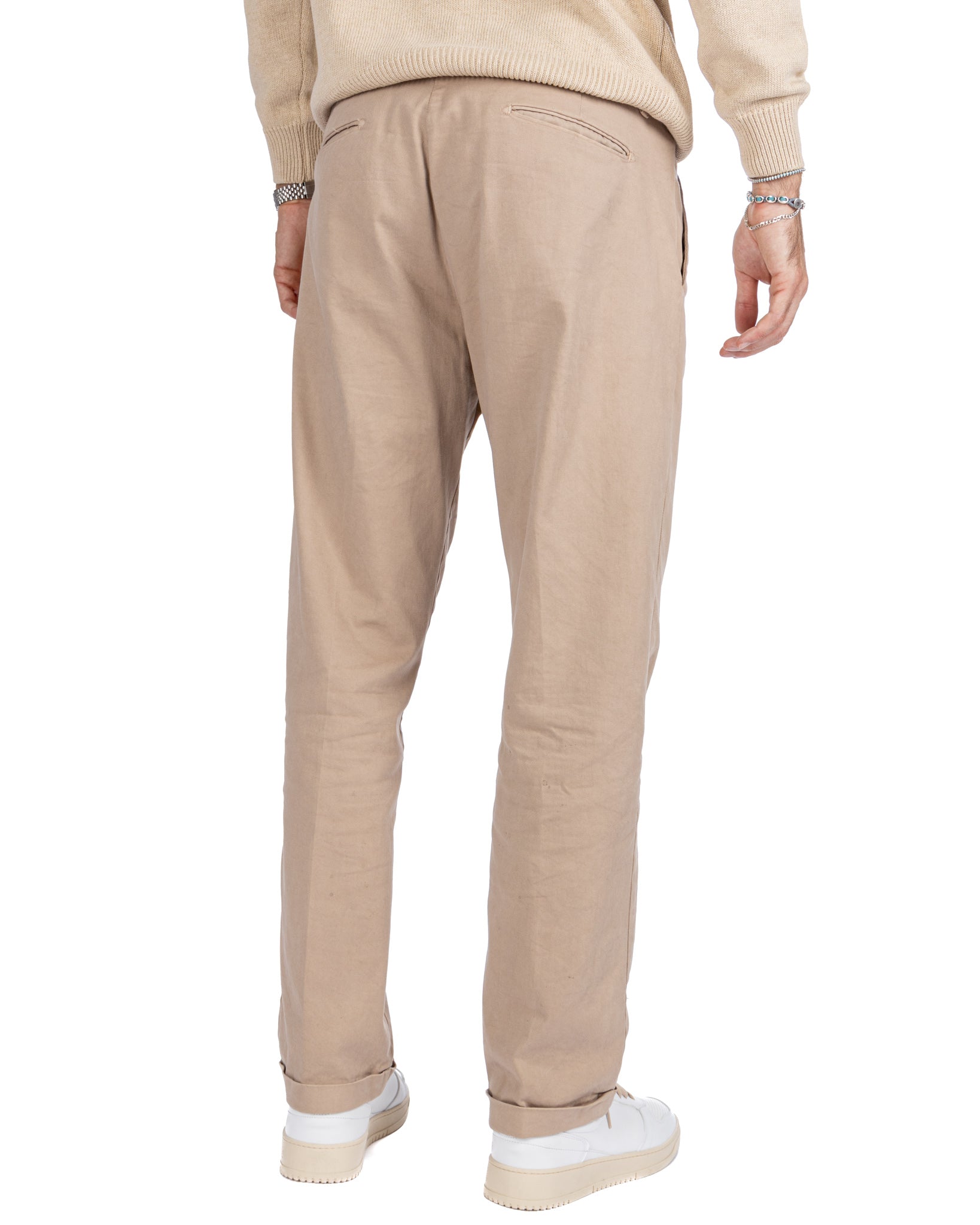 Sean - beige wide leg cotton trousers