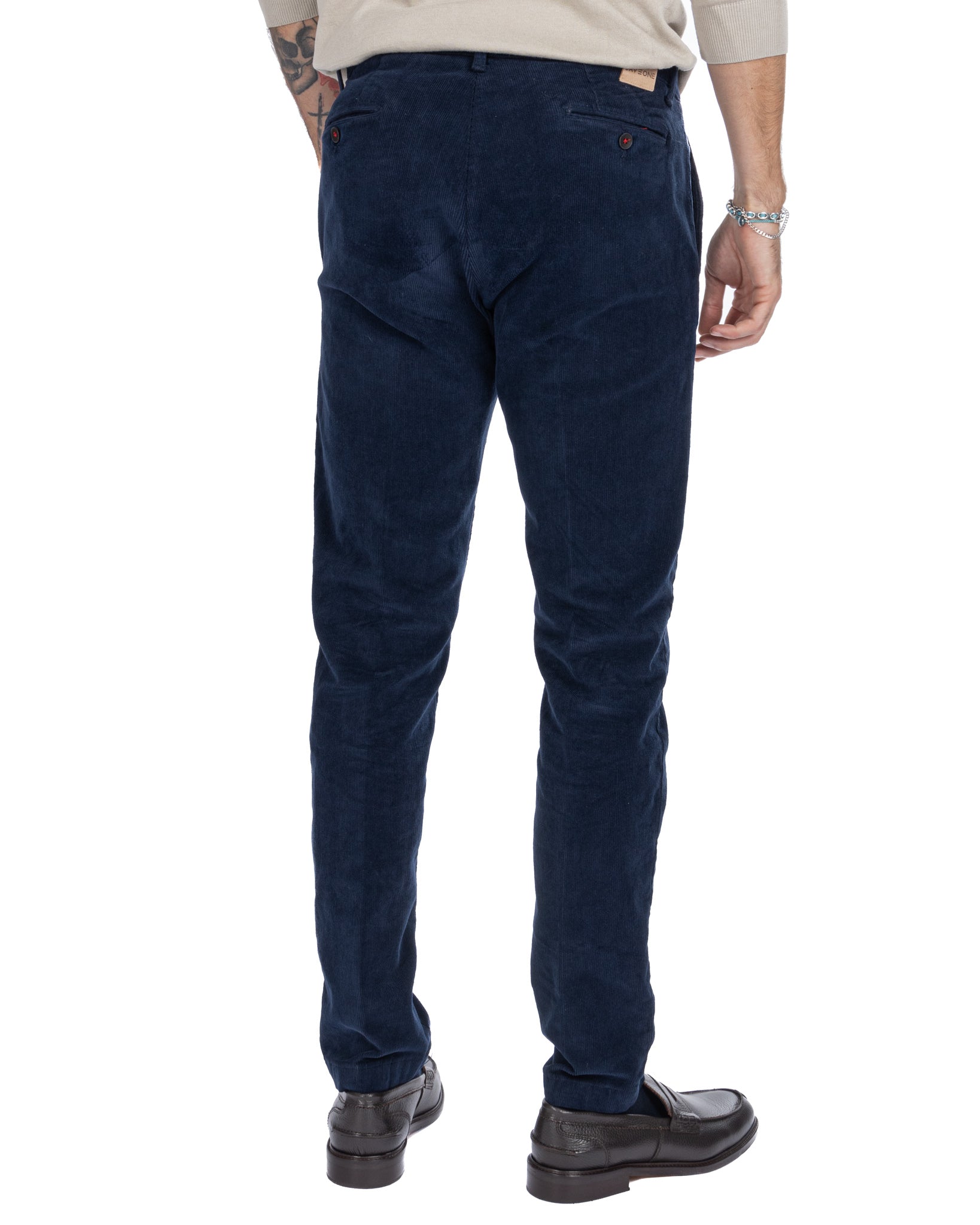 Amir - blue thousand stripe velvet trousers