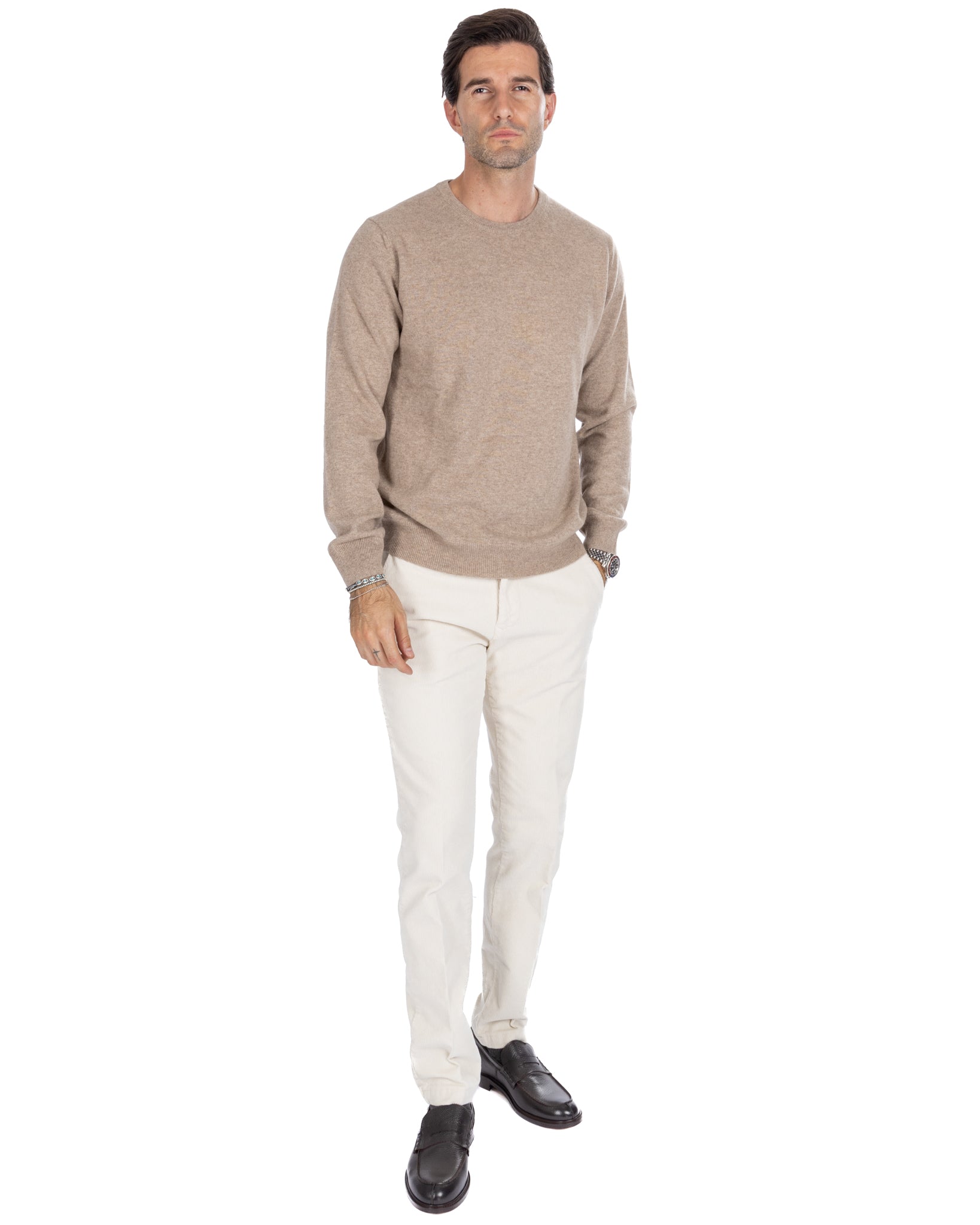 Atrani - maglione in puro cashmere beige