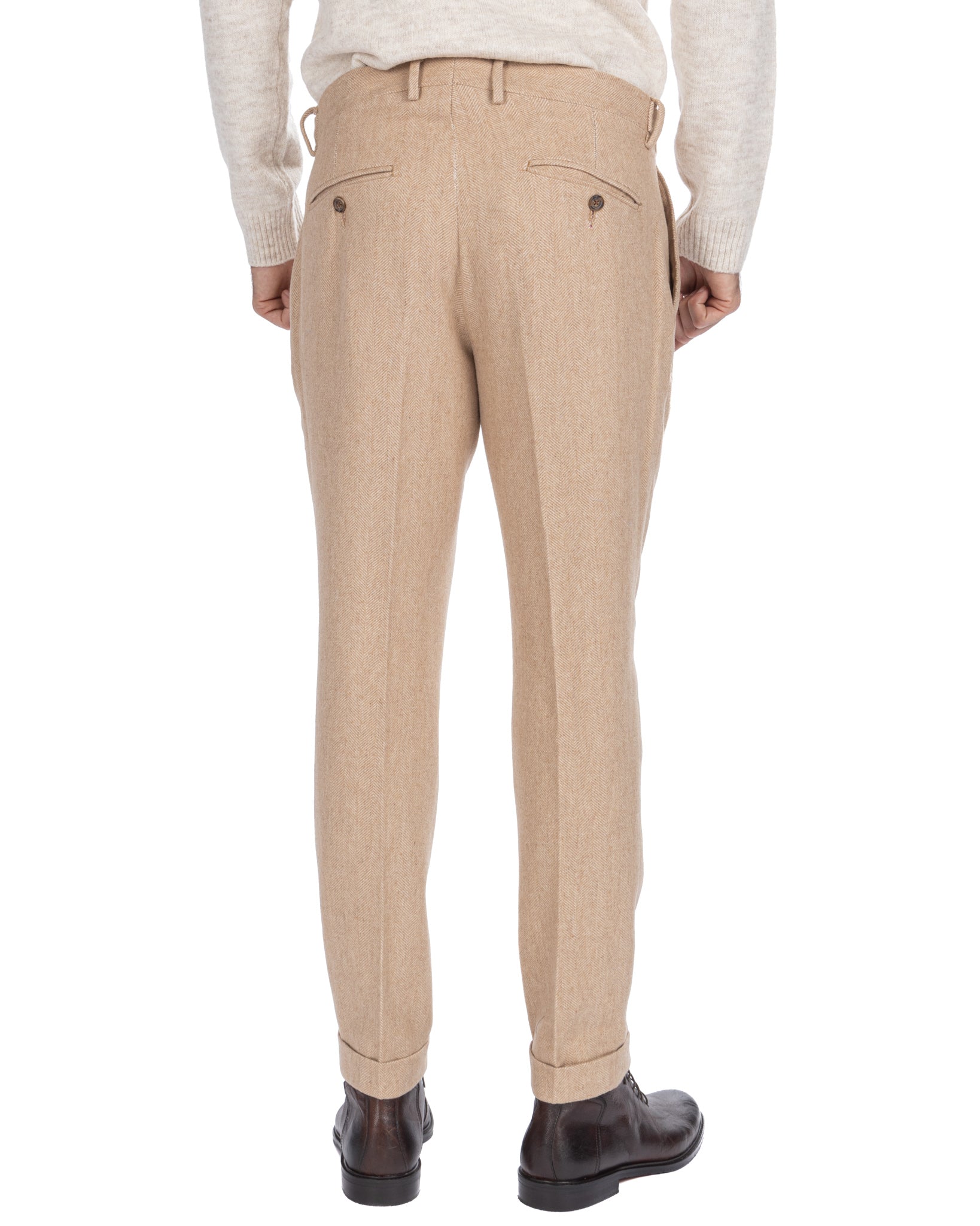 Zurich - beige herringbone trousers