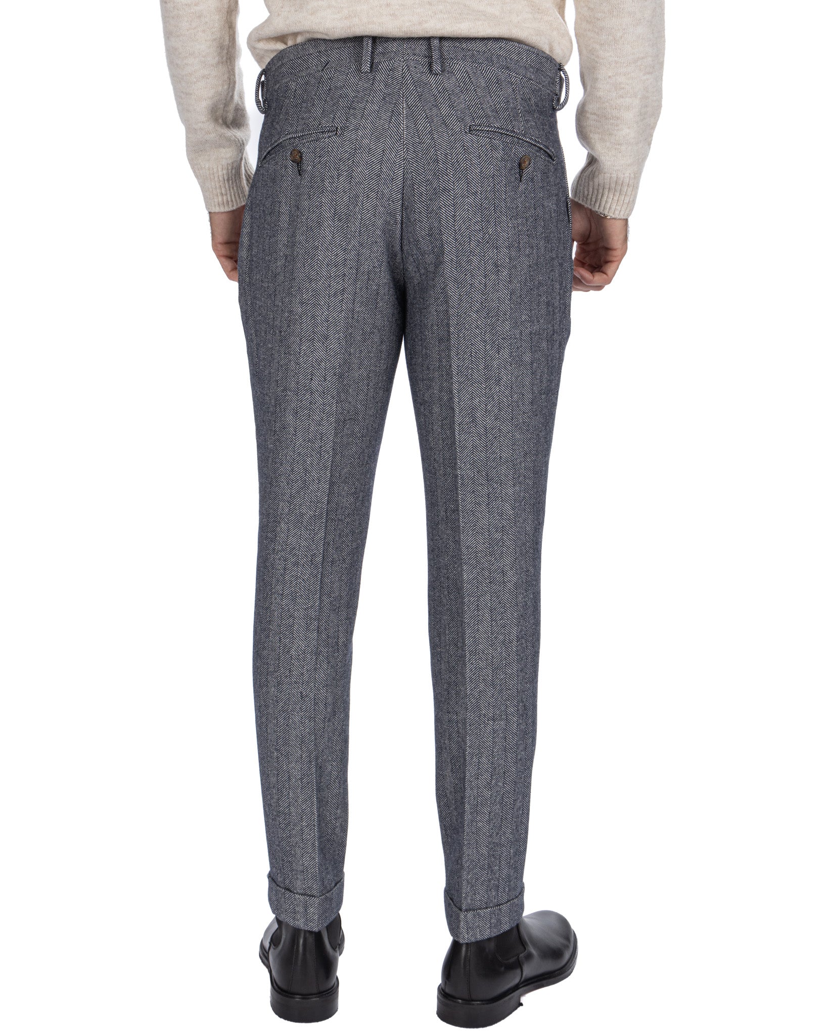 Zurich - blue herringbone trousers