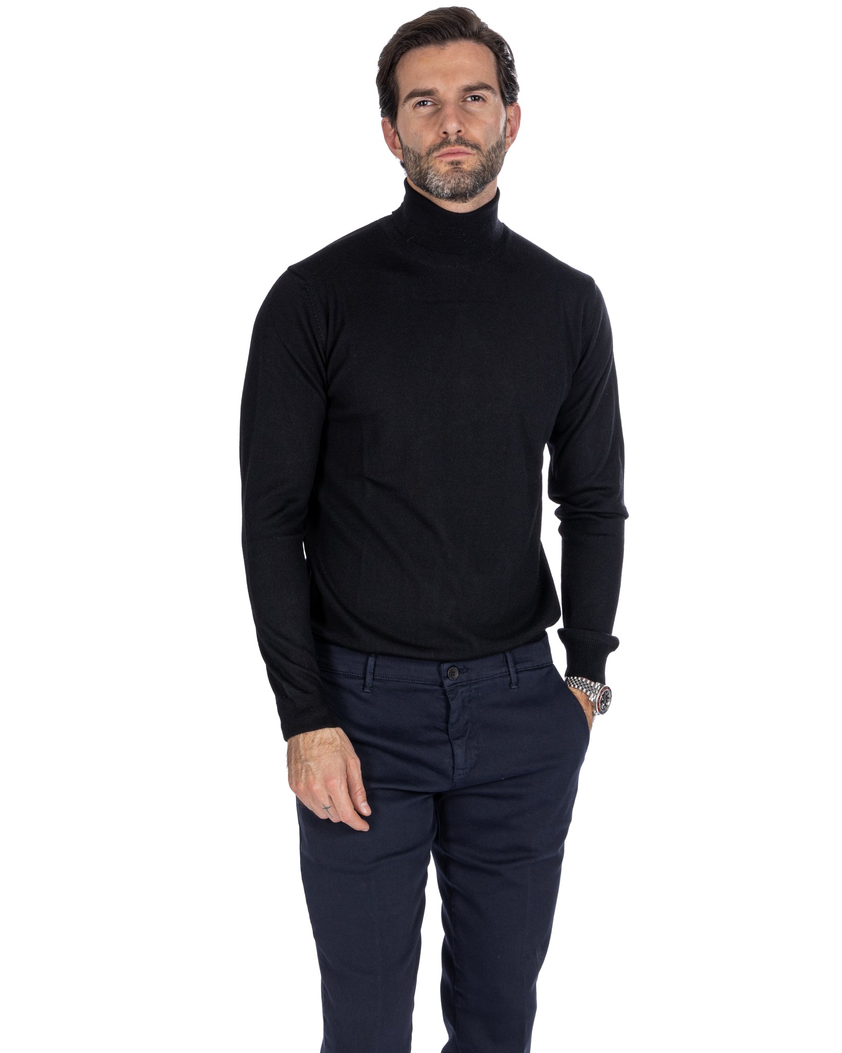 Vietri - black merino wool turtleneck