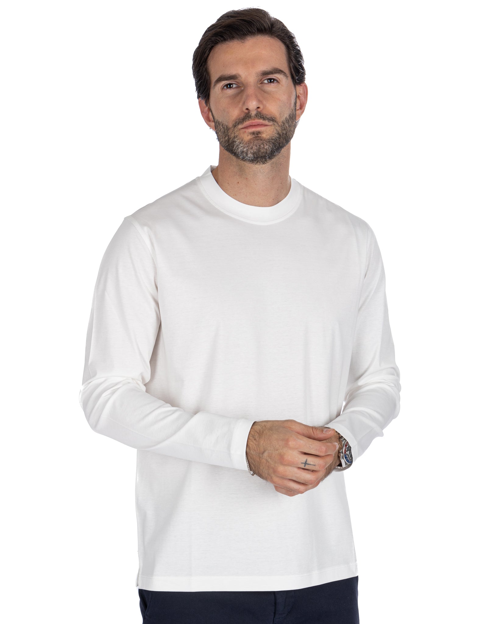 Nimega - white long sleeve cotton t-shirt