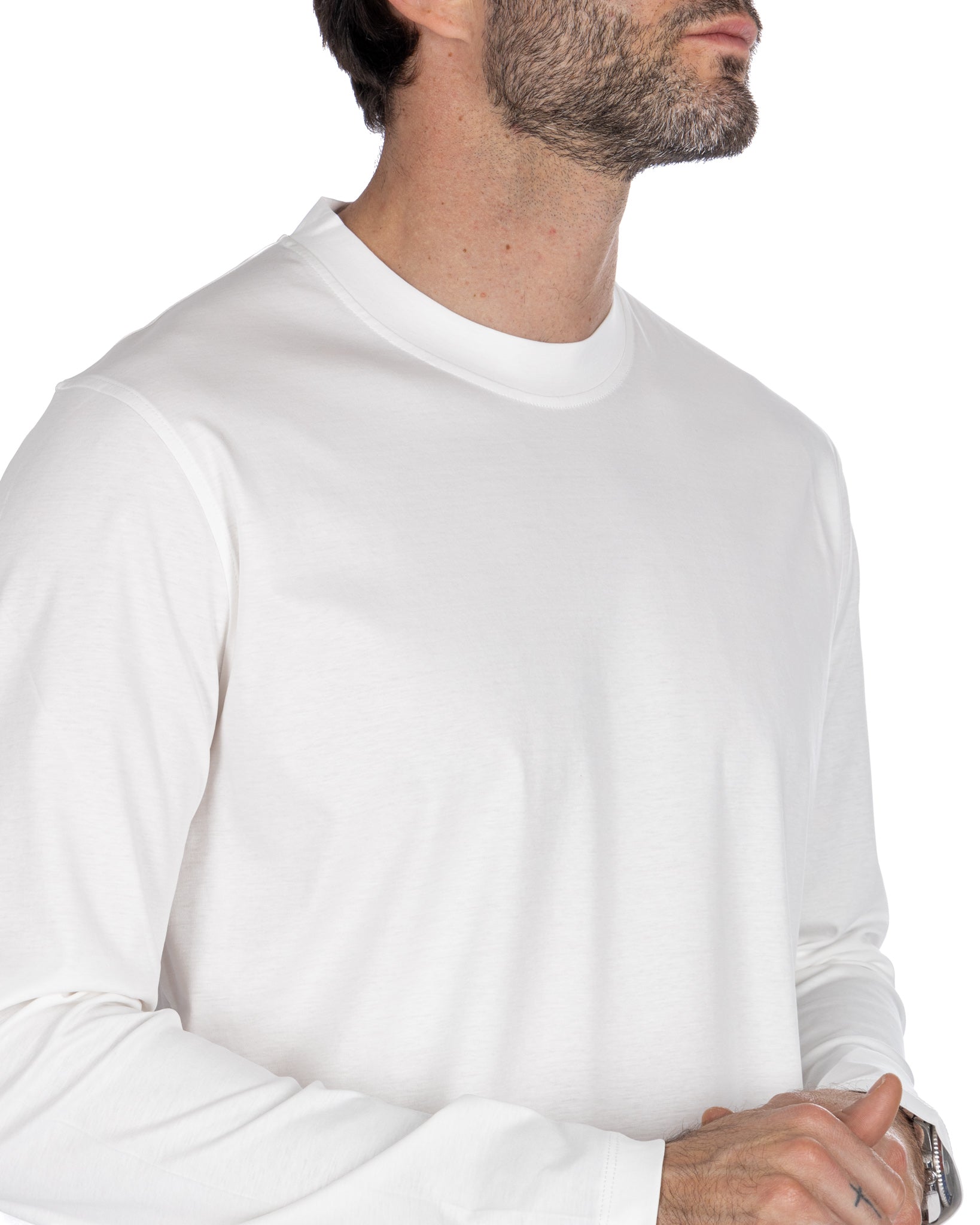 Nimega - white long sleeve cotton t-shirt