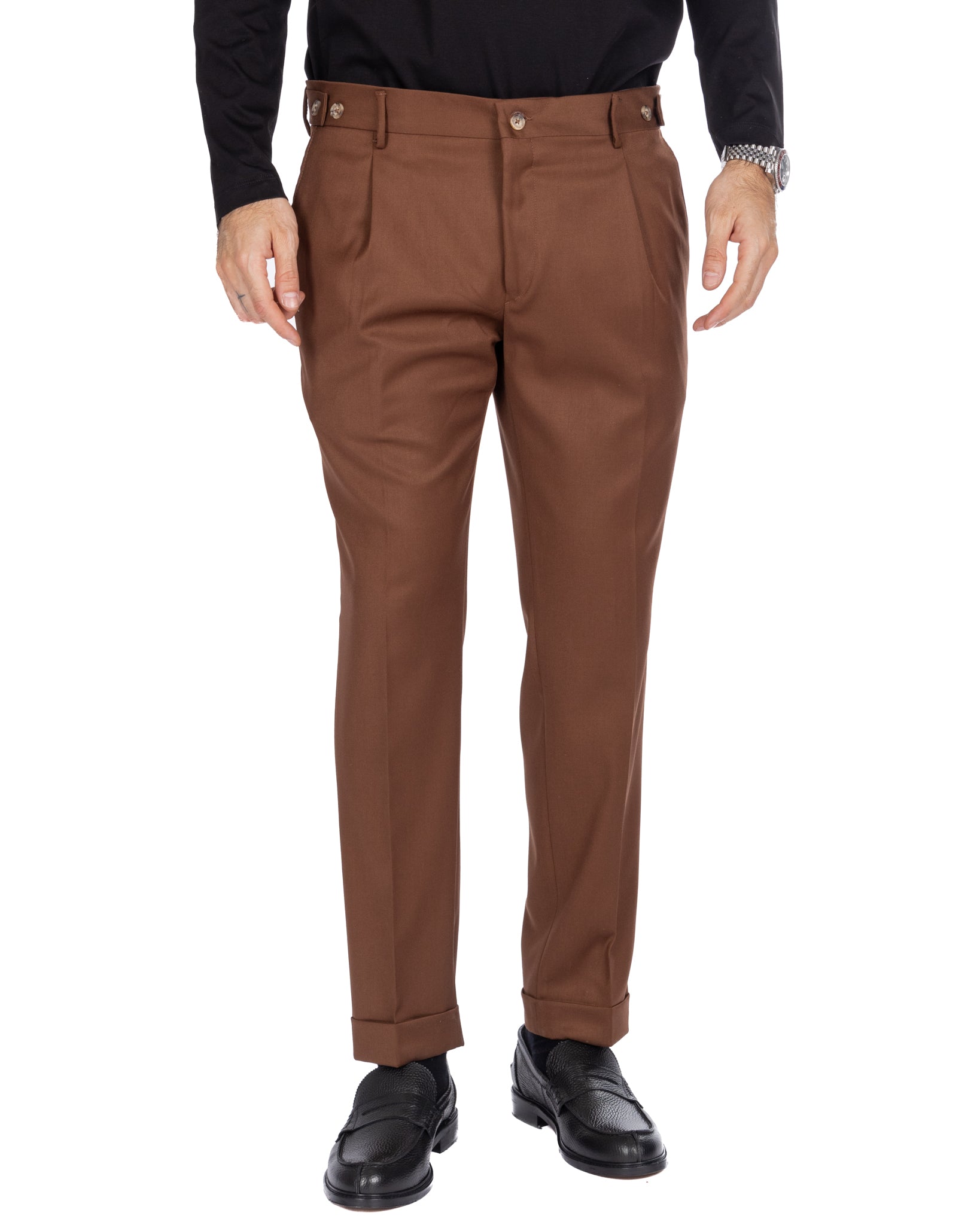 Fasano - tobacco pleated trousers