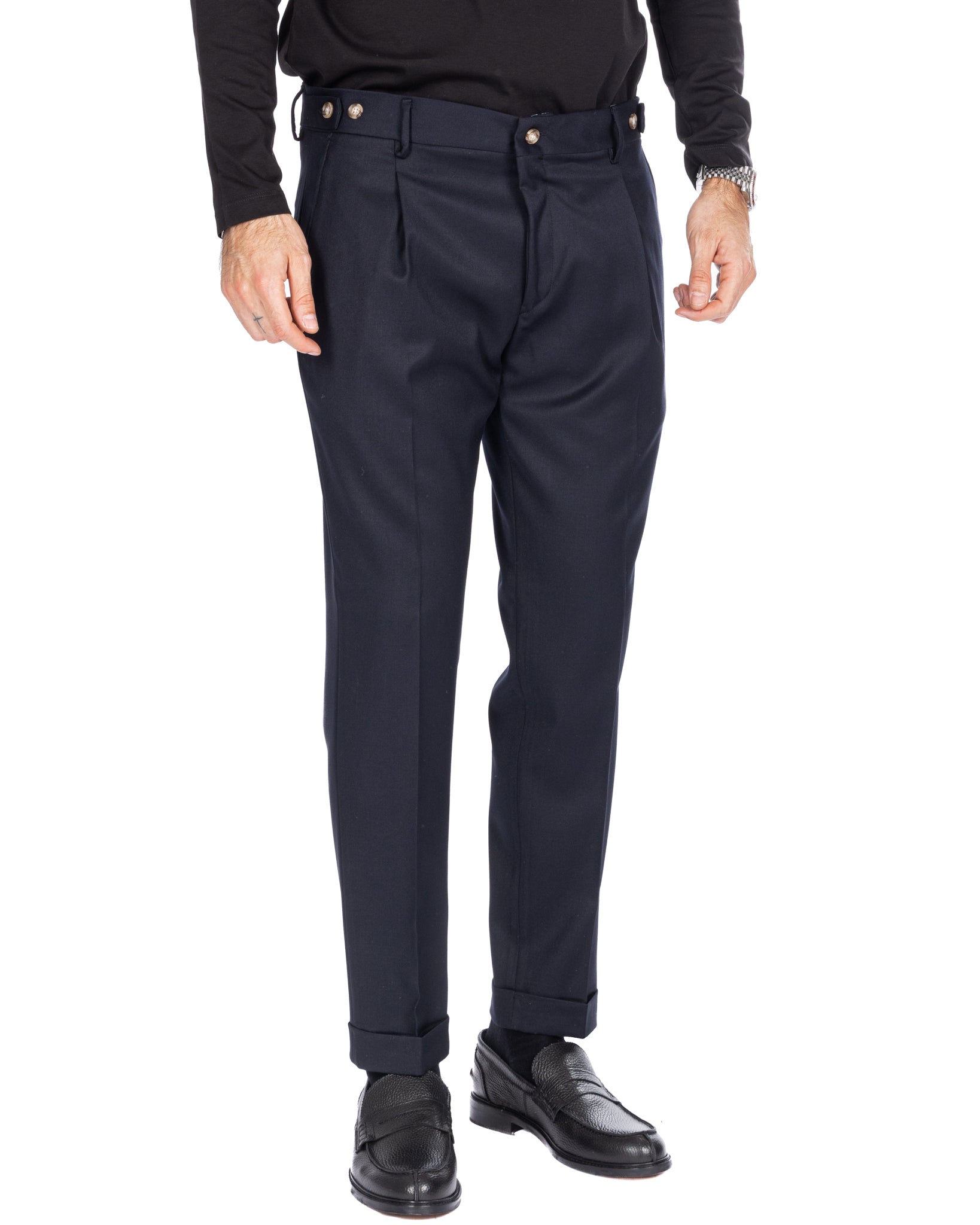 Fasano - blue pleated trousers