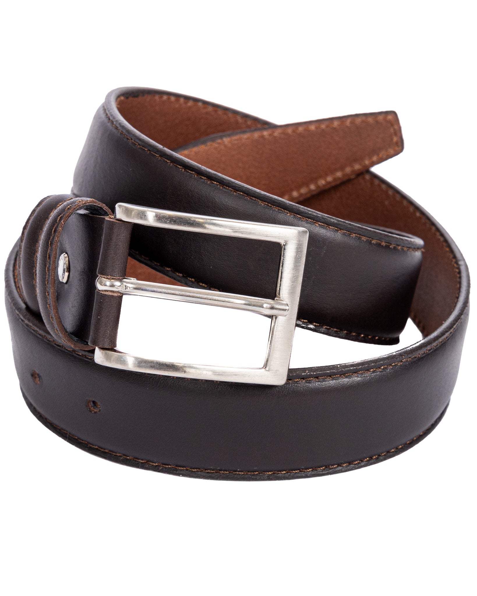 Barga - dark brown matte leather belt