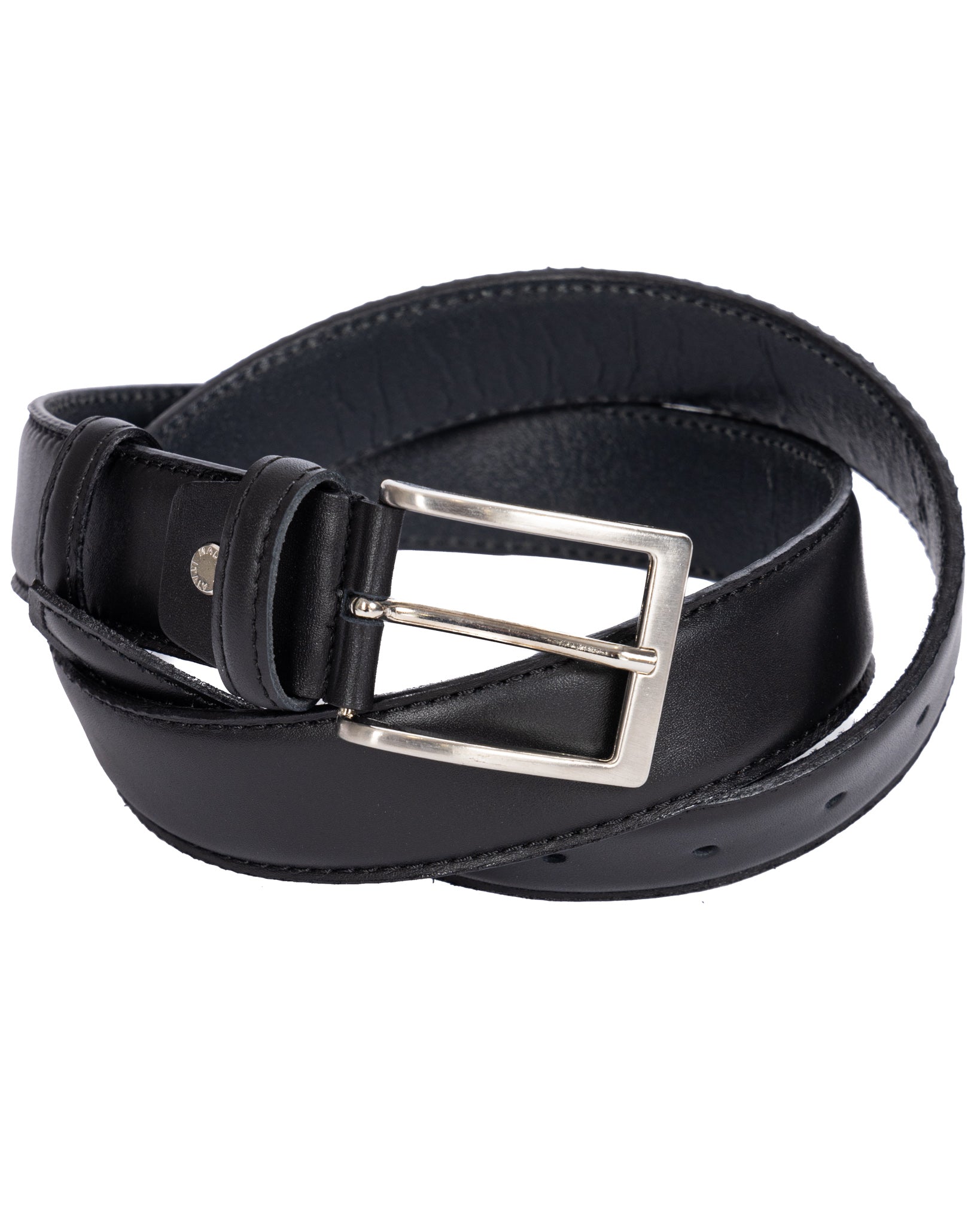 Barga - ceinture en cuir noir mat