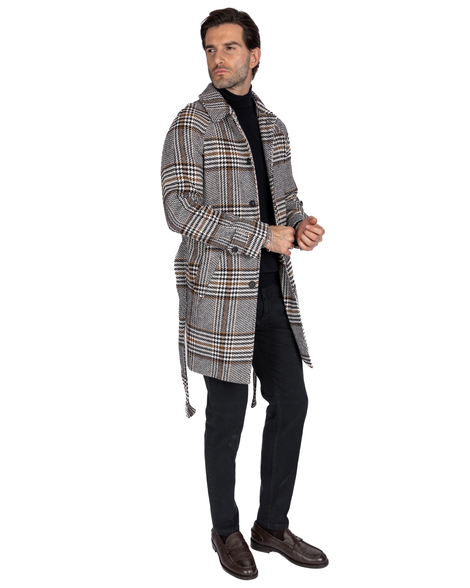 Mathieu - houndstooth dressing gown coat