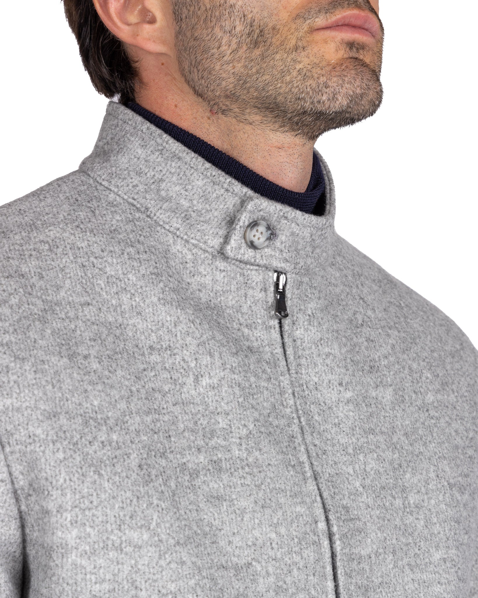 Ivo - grey cloth zip bomber jacket