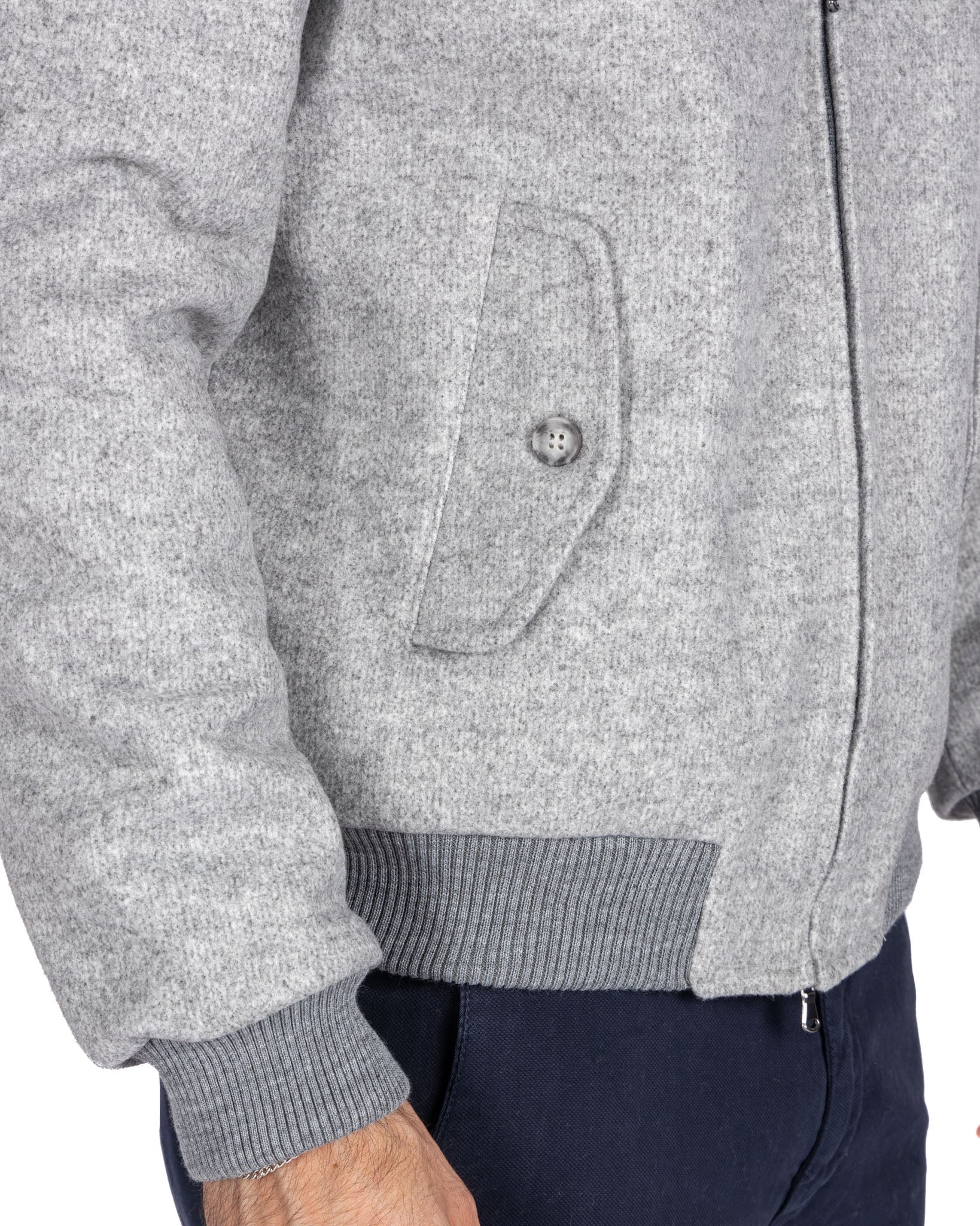 Ivo - grey cloth zip bomber jacket