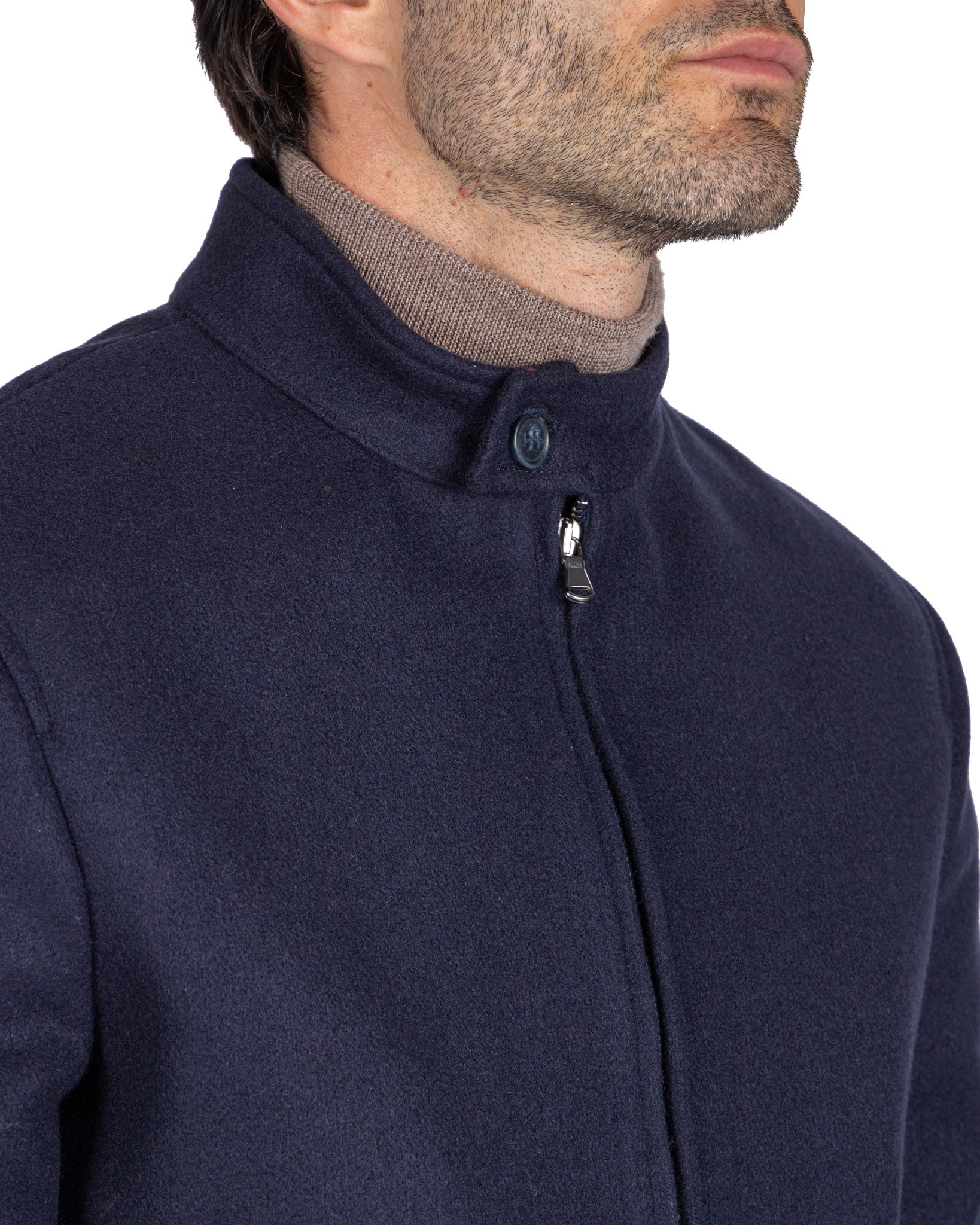 Ivo - blue cloth zip bomber jacket