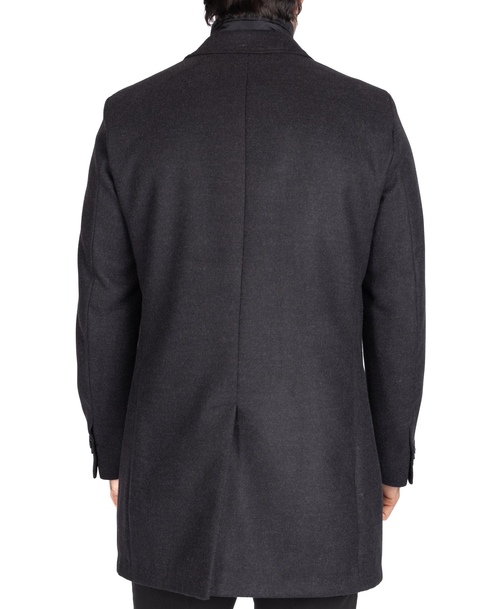 Silvain - single breasted coat with anthracite bib