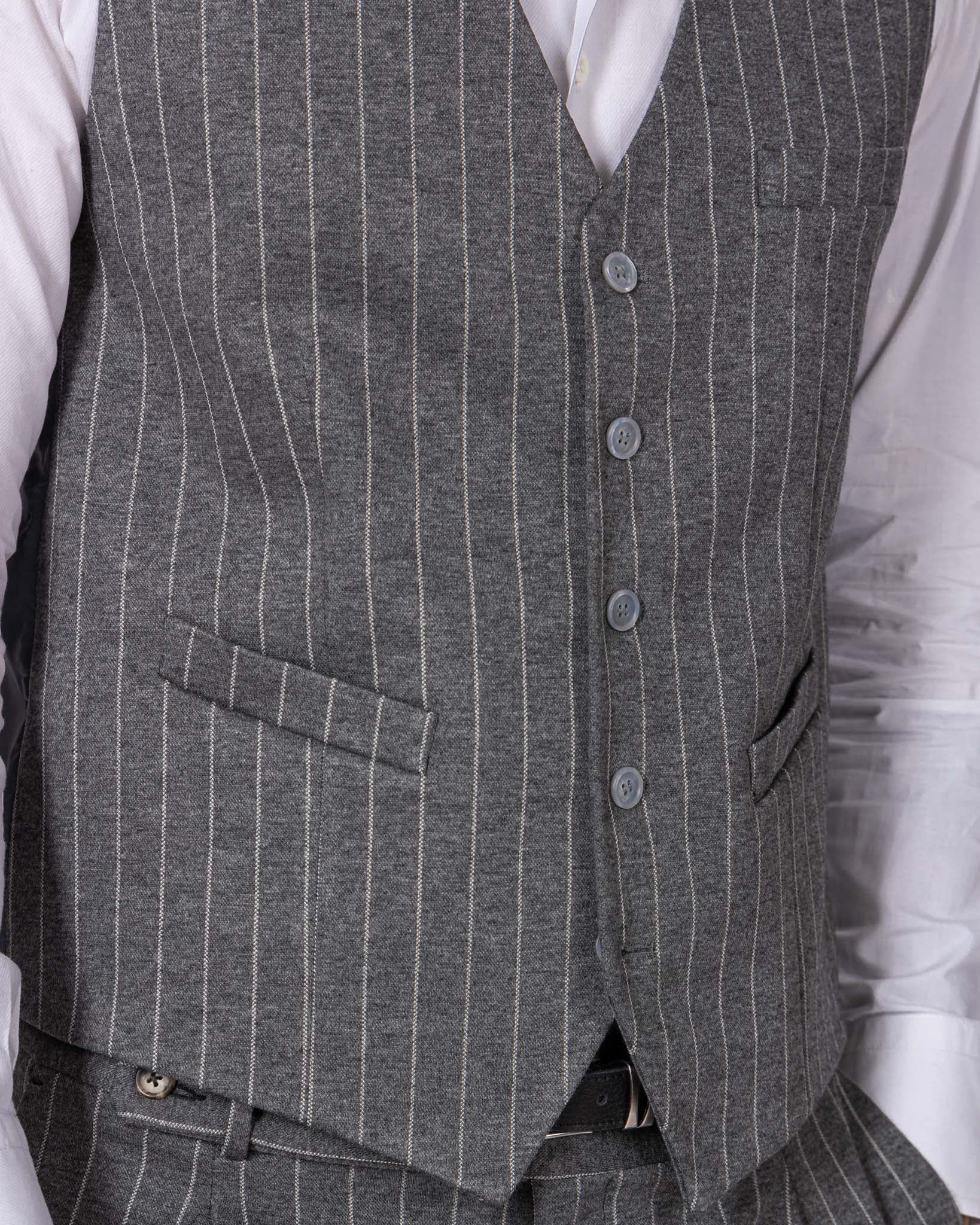 Renon - gilet monopetto gessato grigio