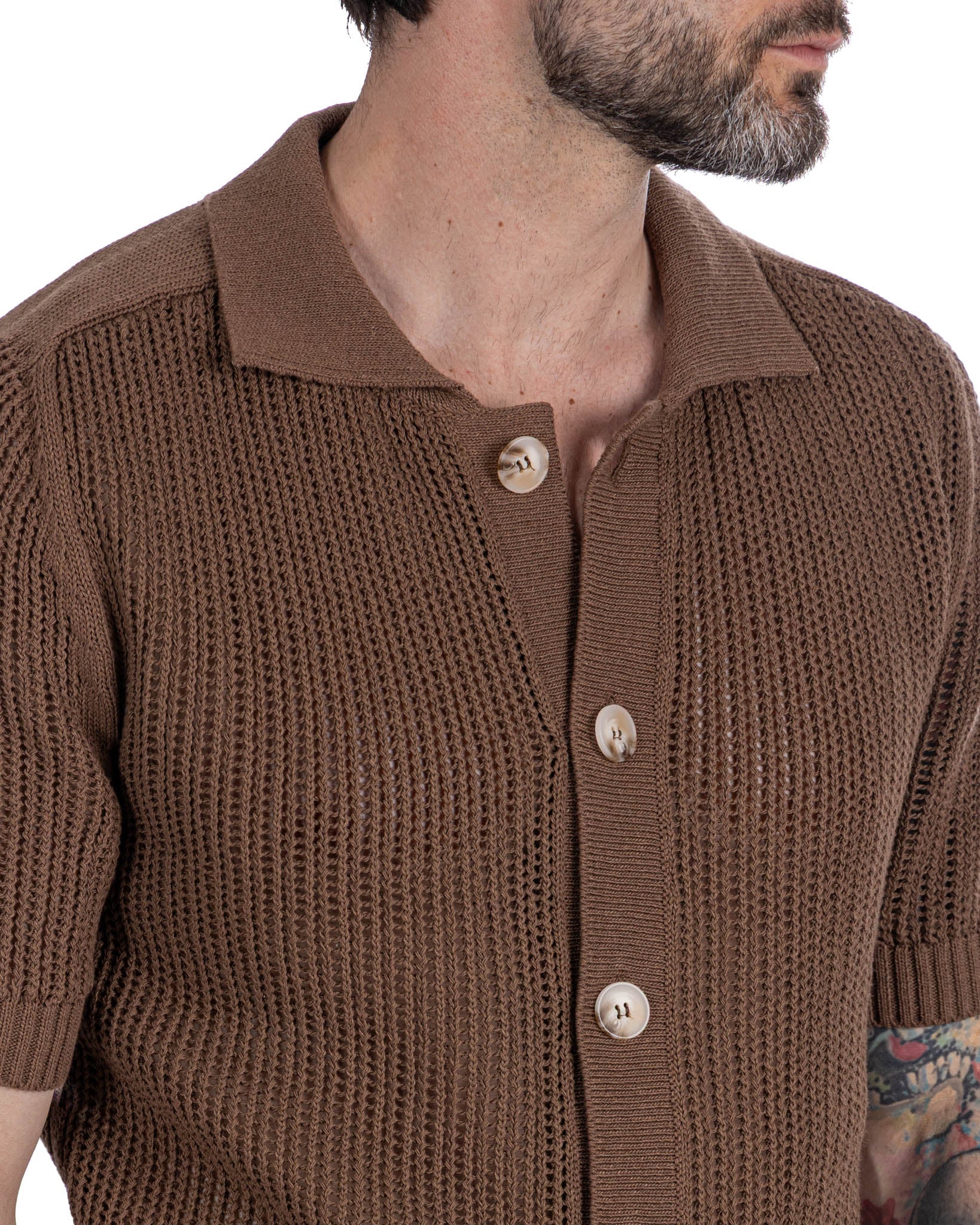 Culebrita - chemise perforée marron foncé