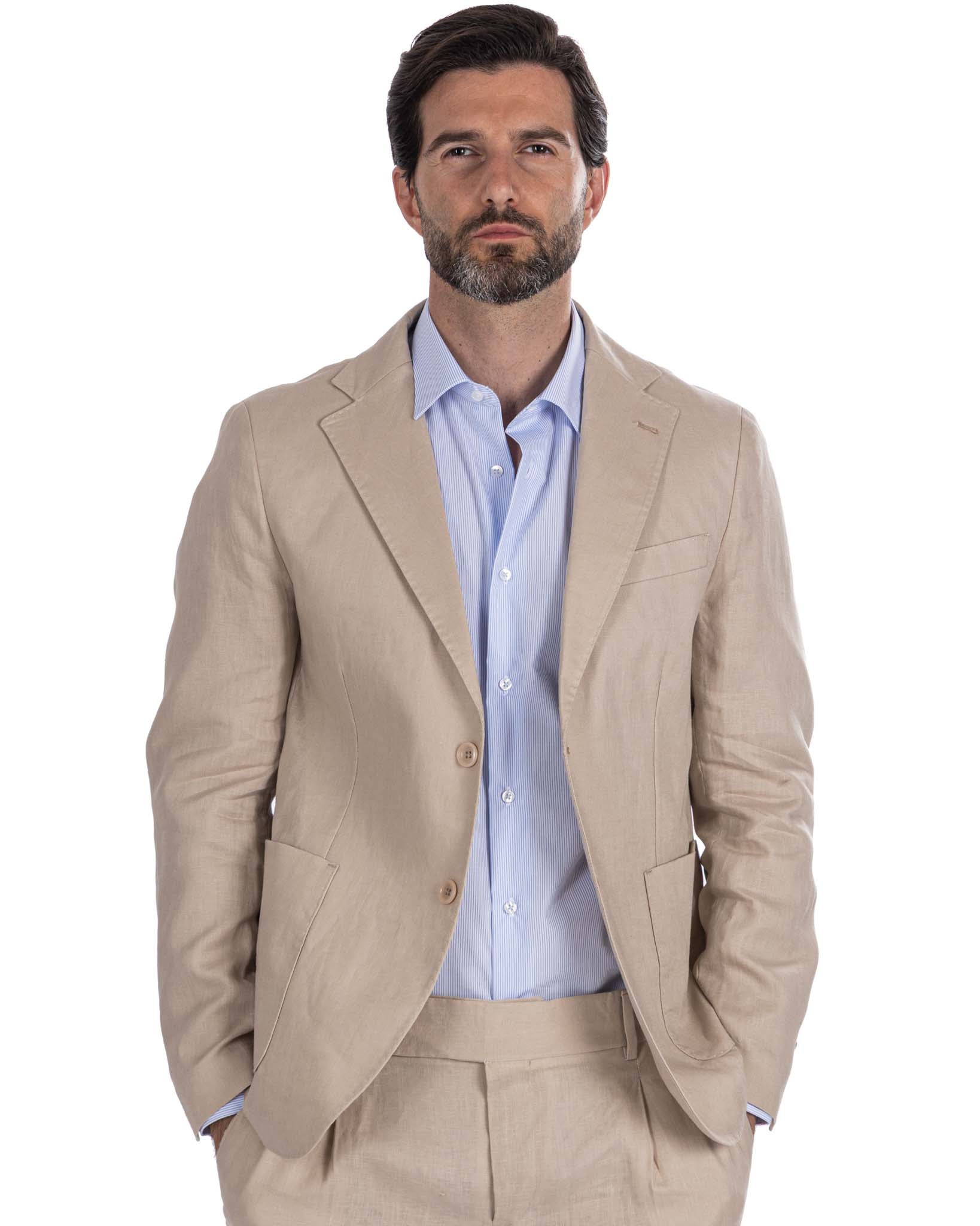 Narni - veste droite en ficelle de lin pur