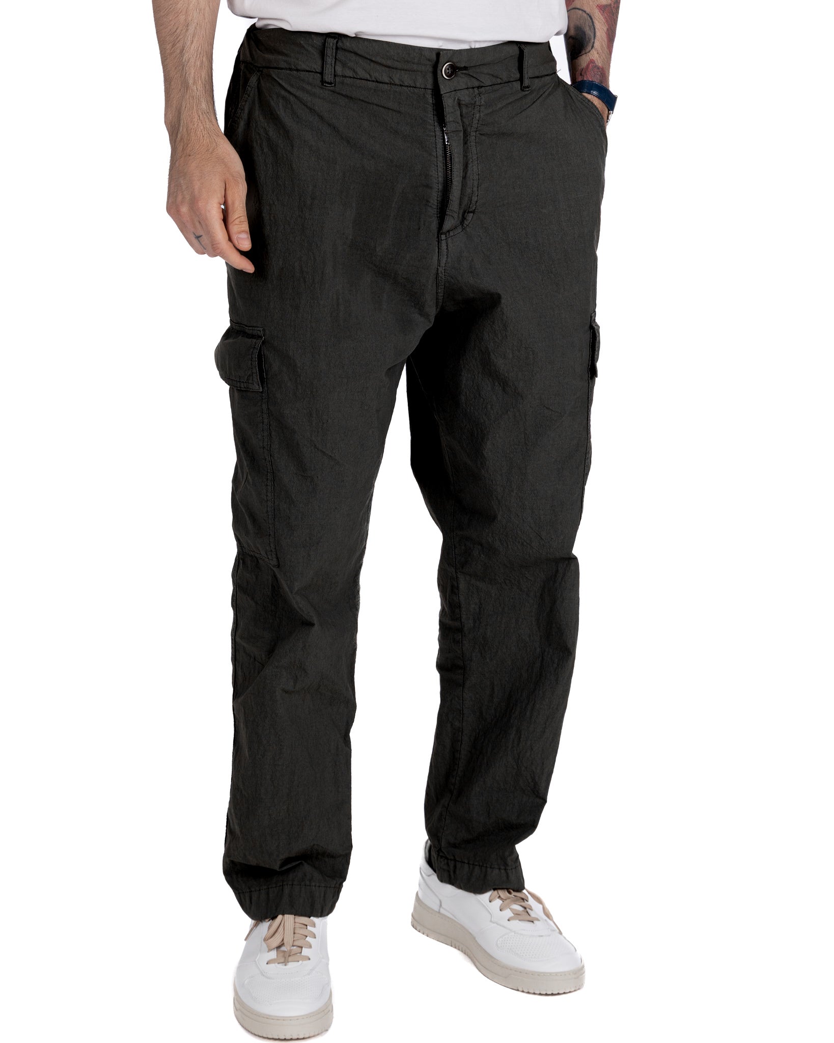 Robert - pantalone cargo armaturato nero