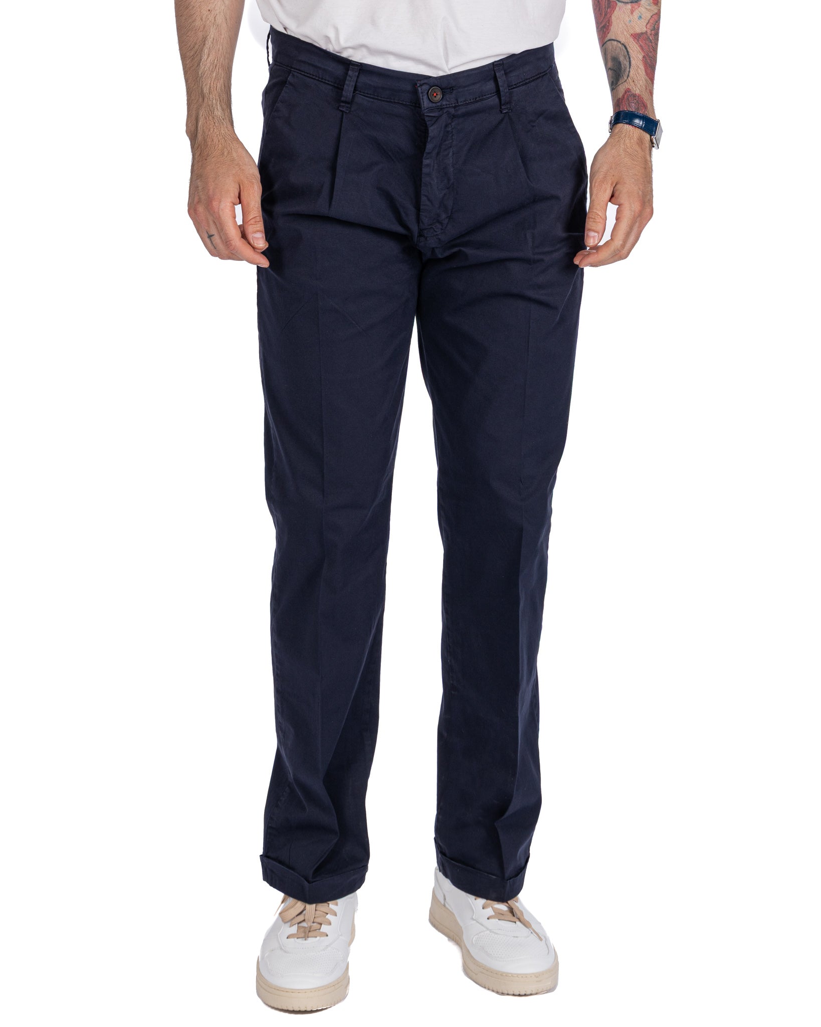 Seath - blue wide cotton trousers