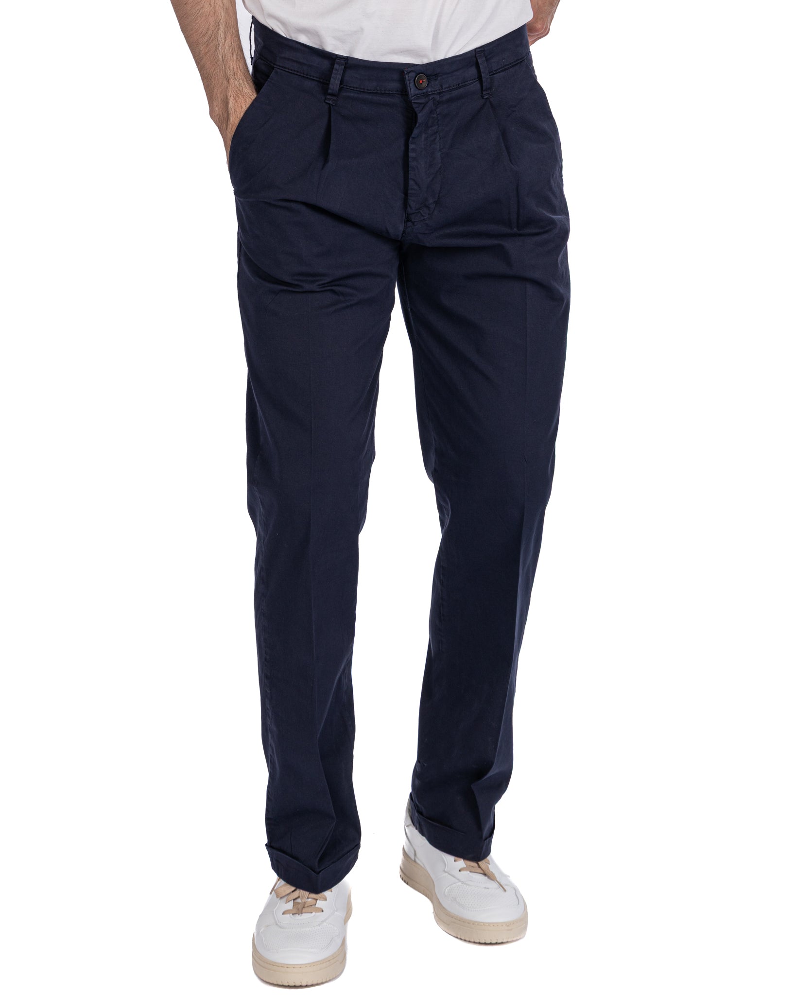 Seath - blue wide cotton trousers