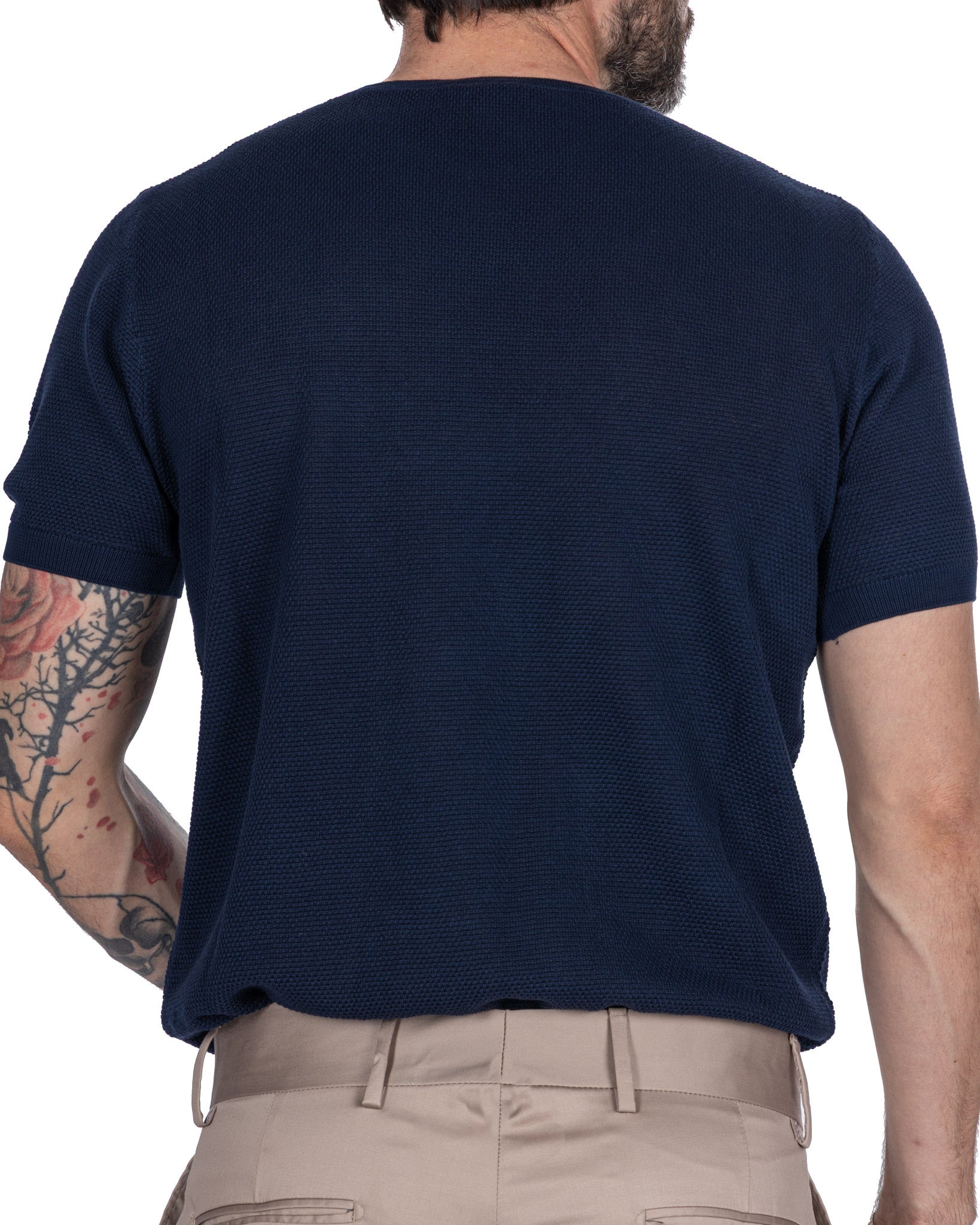 Luciano - t-shirt in maglia nido d'ape blu