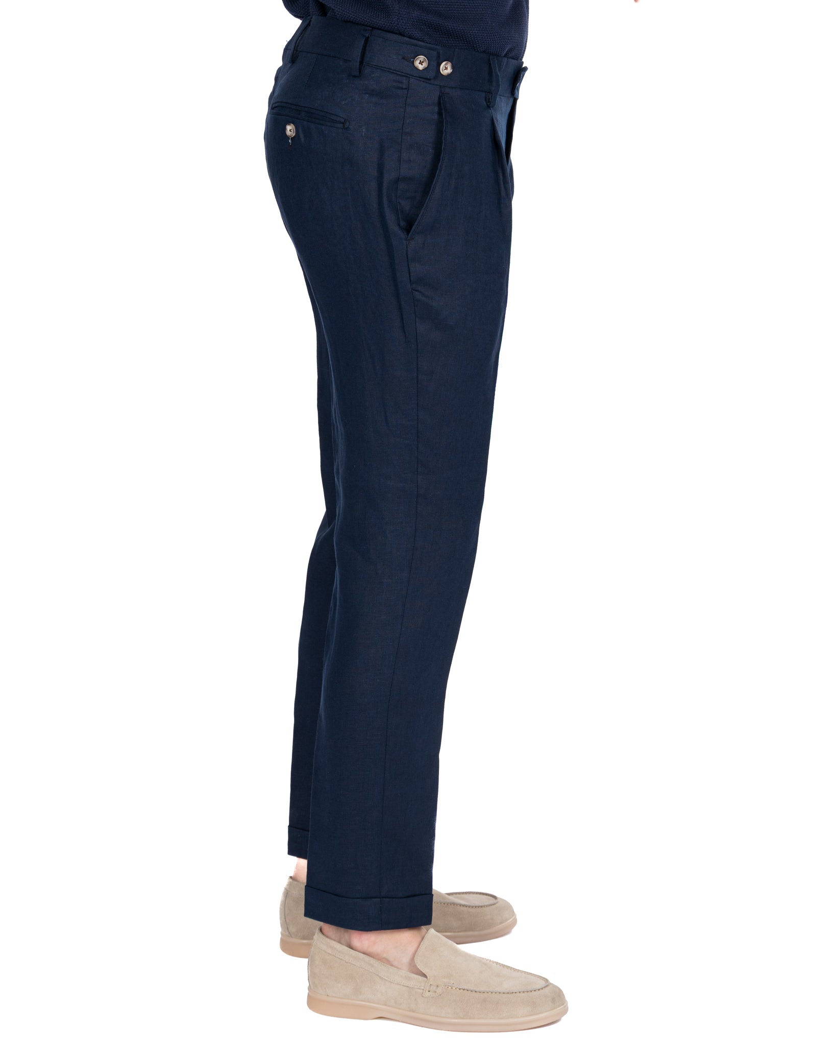 Lev - pantalone in puro lino blu