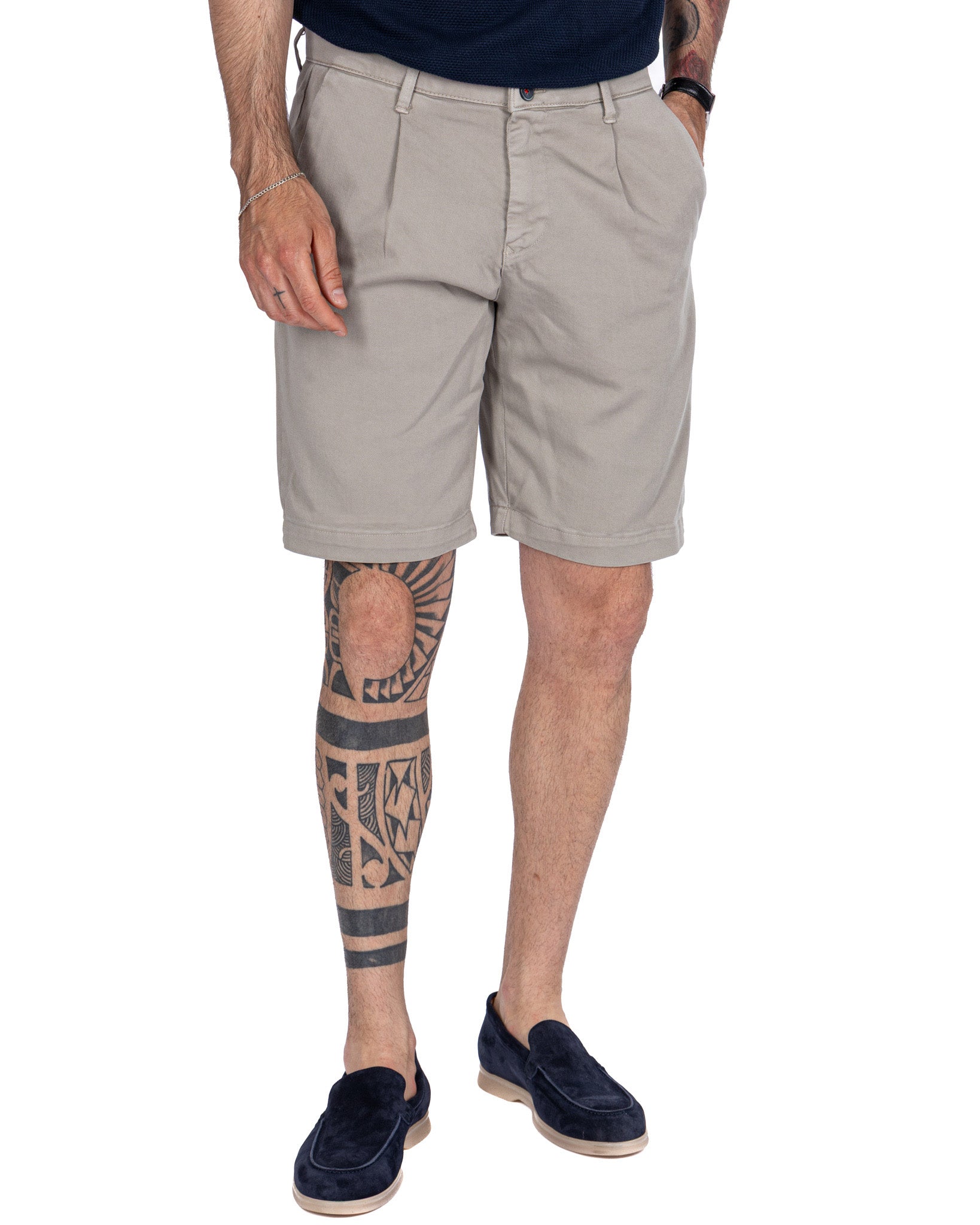 Easton - high waisted string bermuda shorts with pleats
