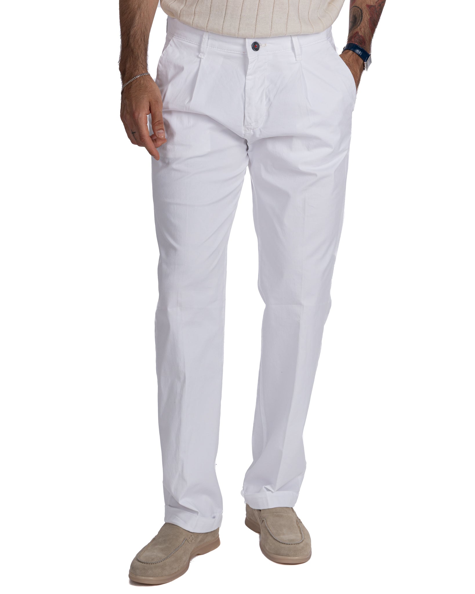 Seath - pantalon ample en coton blanc