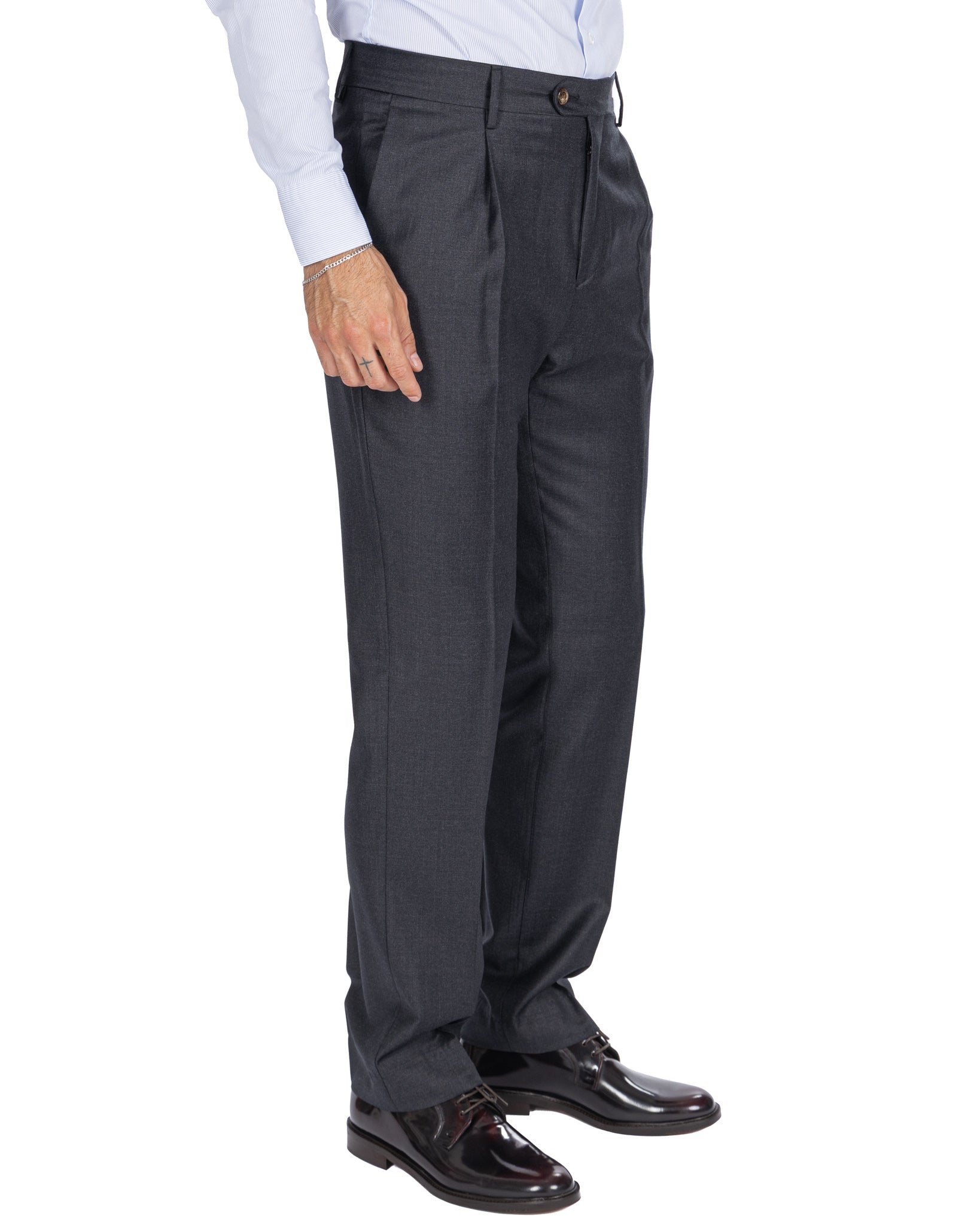Pantalon Staten en laine Canonico anthracite