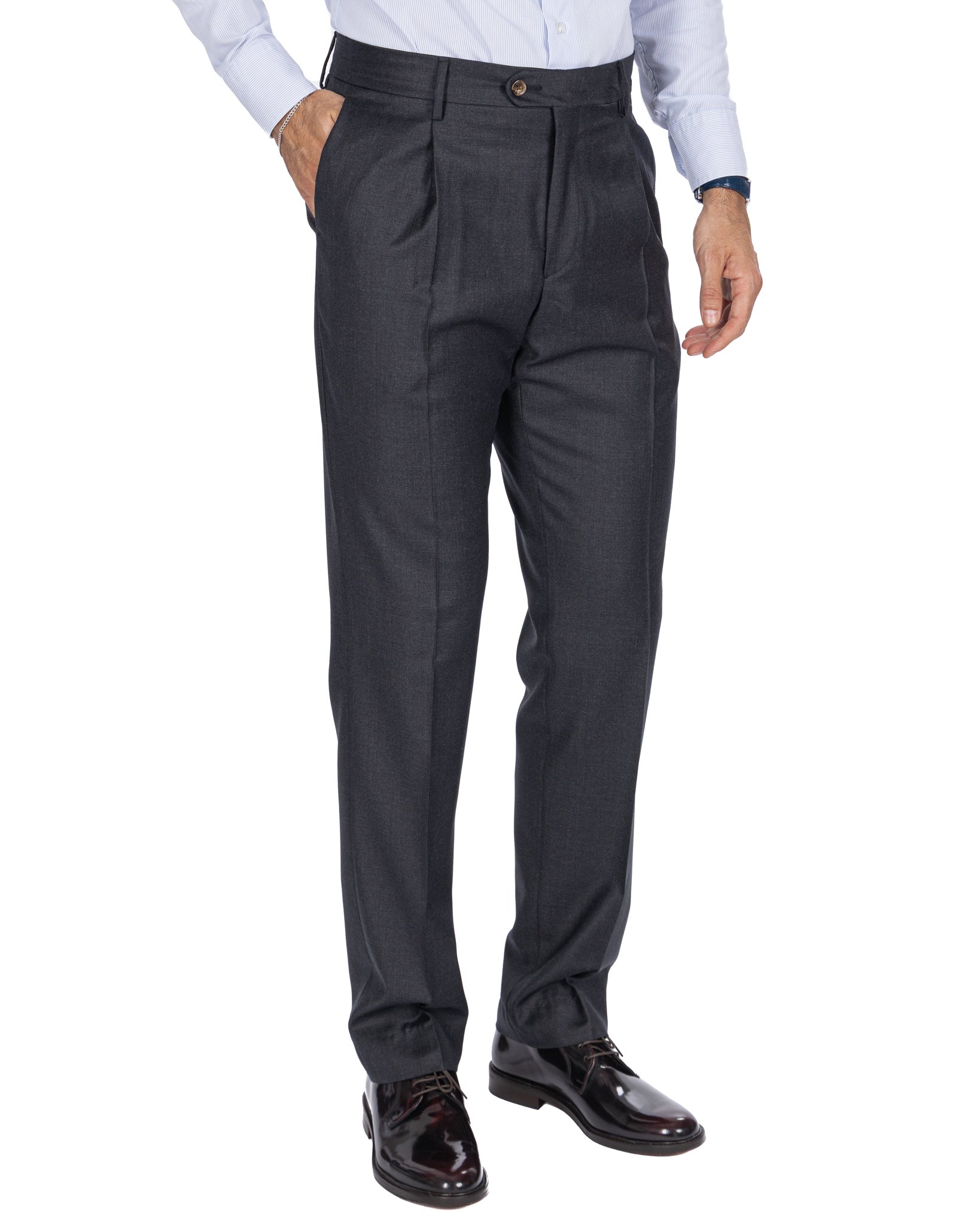 Pantalon Staten en laine Canonico anthracite