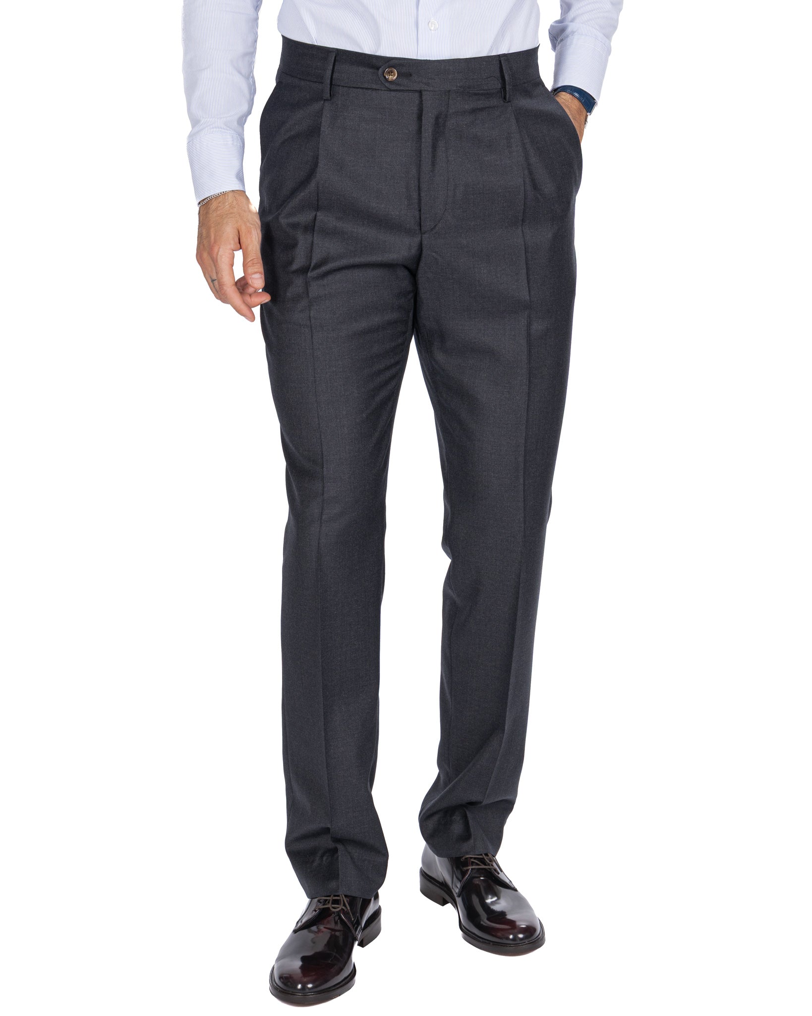 Pantalon Staten en laine Canonico anthracite