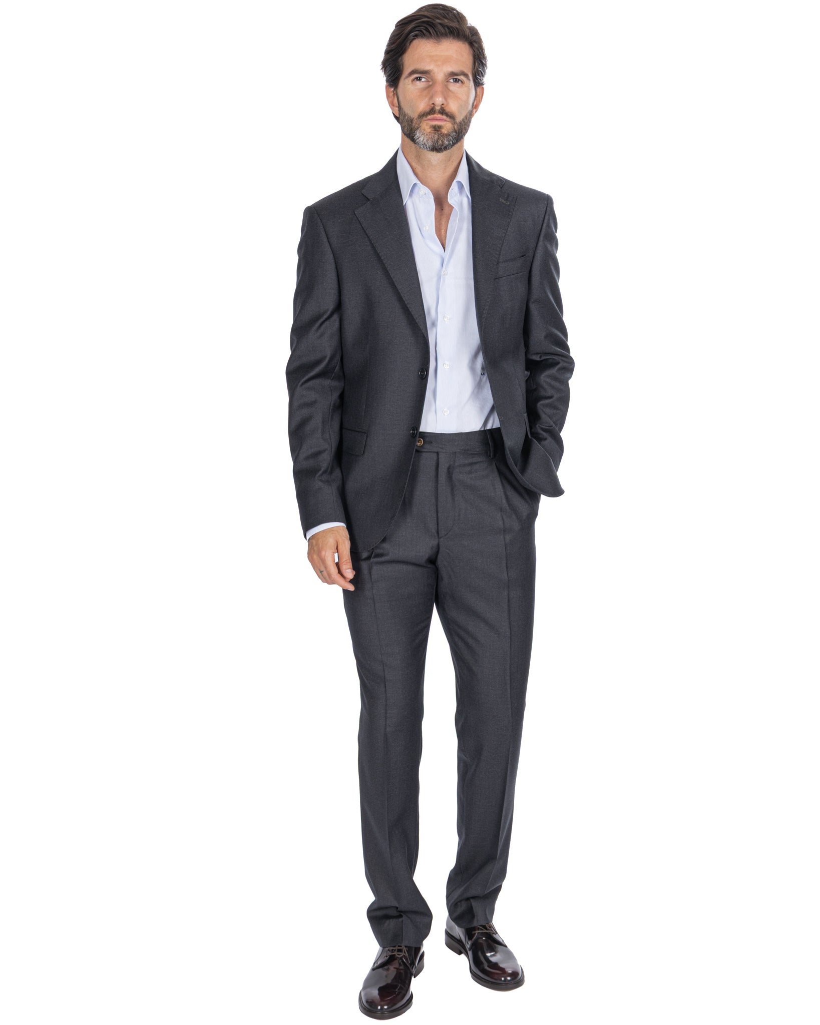 Pantalon Staten en laine Canonico anthracite