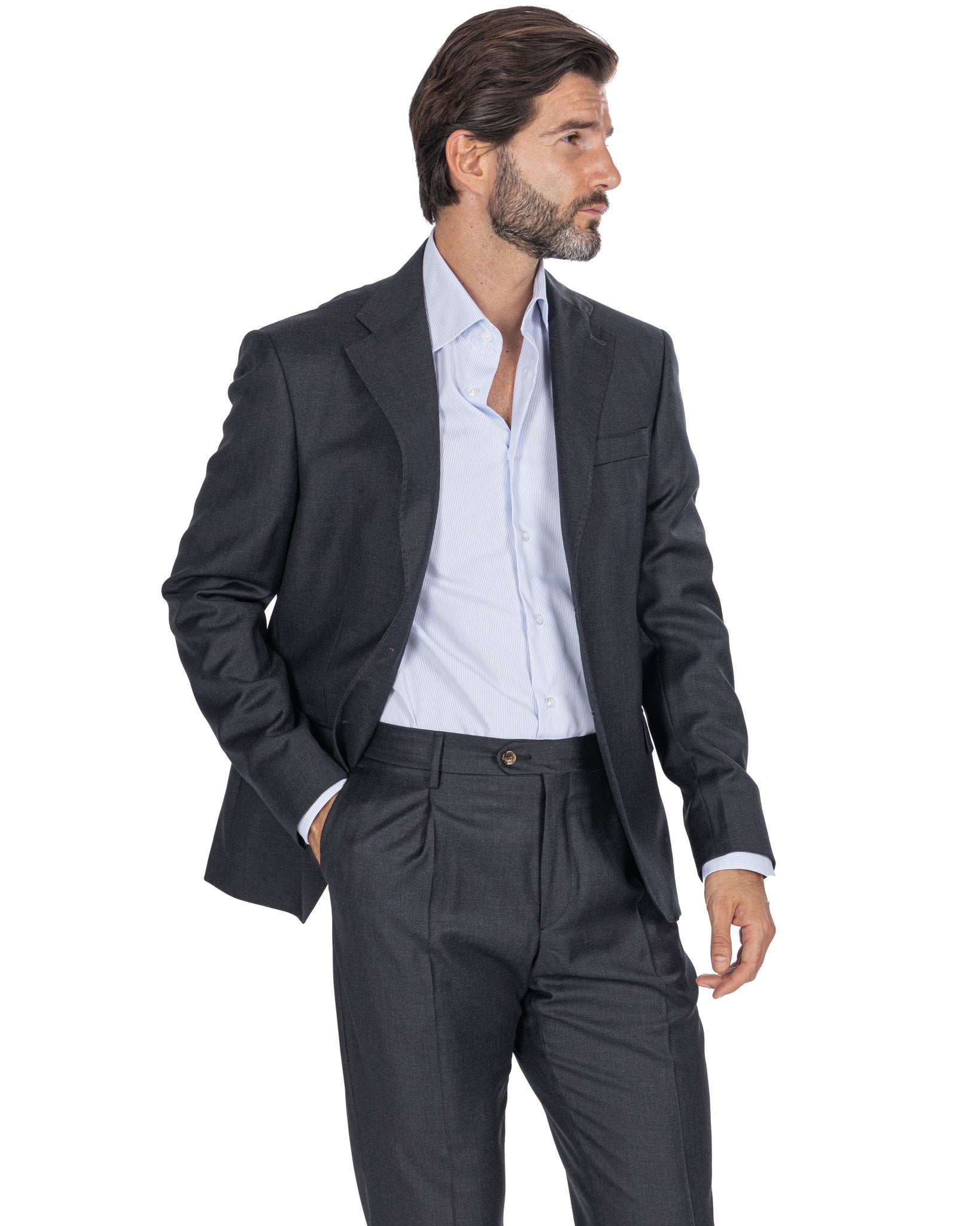 Pantalon Staten en laine Canonico anthracite