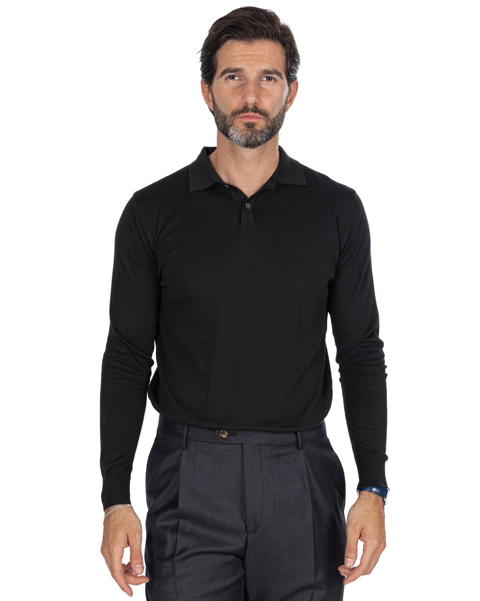 Polo en coton noir Andrey