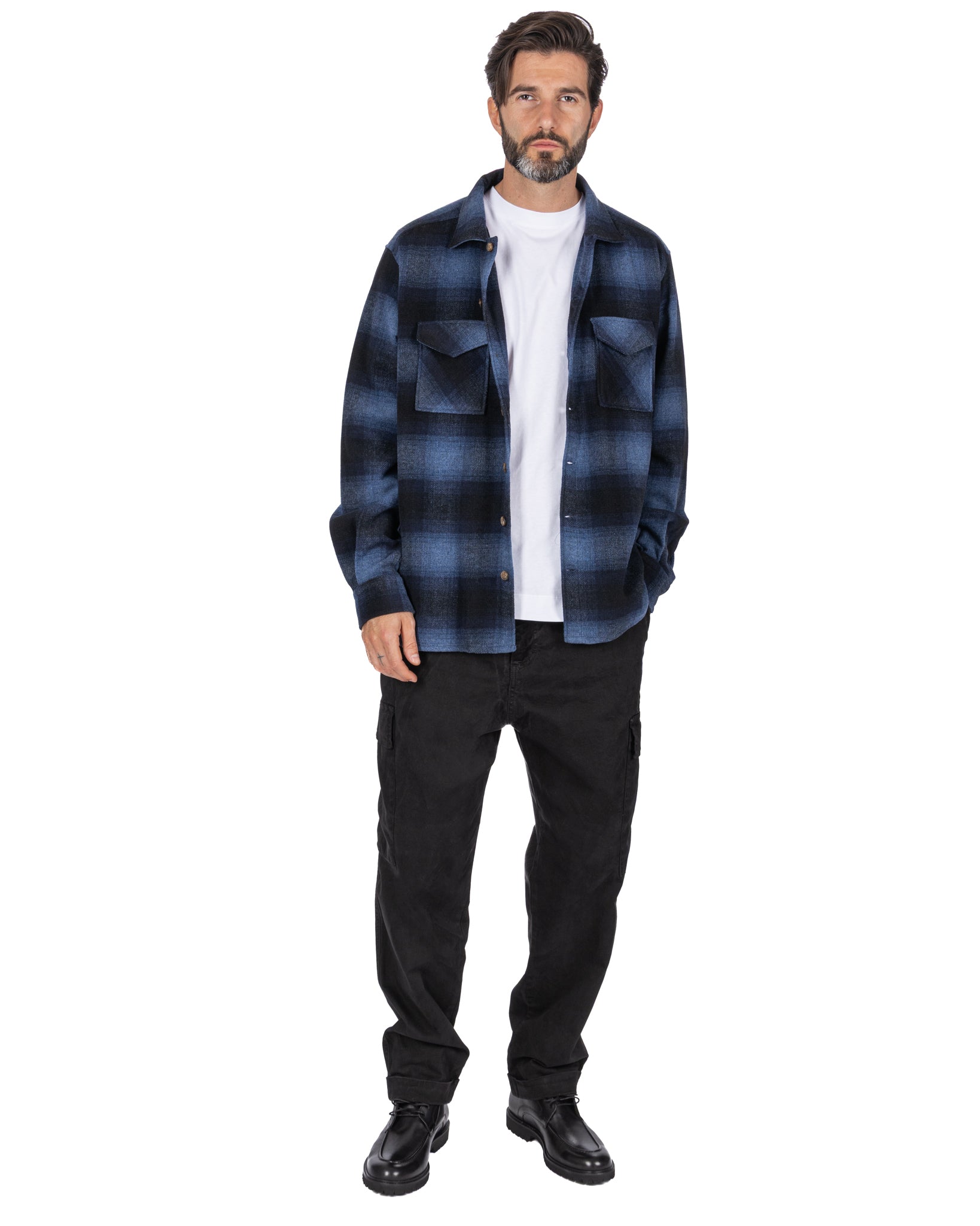 Chemise à carreaux bleu Odin